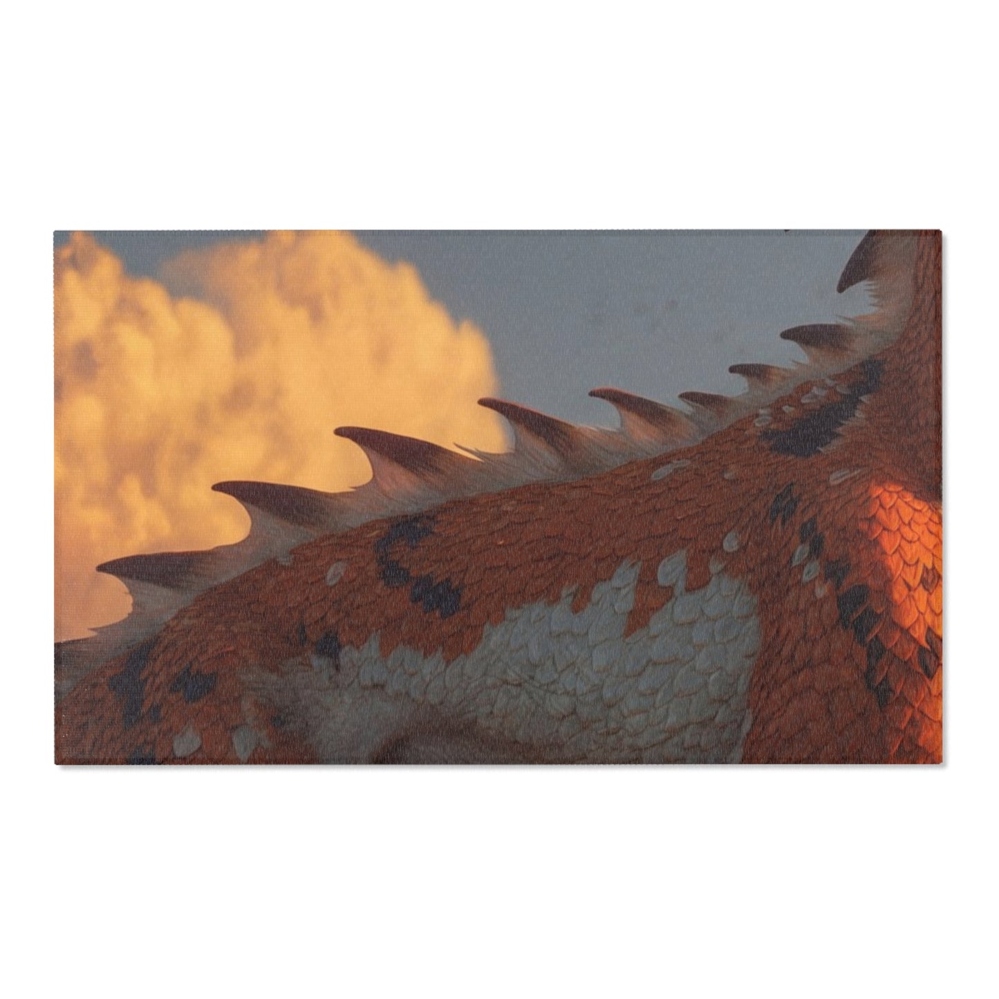 Sunset Sentinel Dragon Area Rug – Warm Ember Skies and Grasses