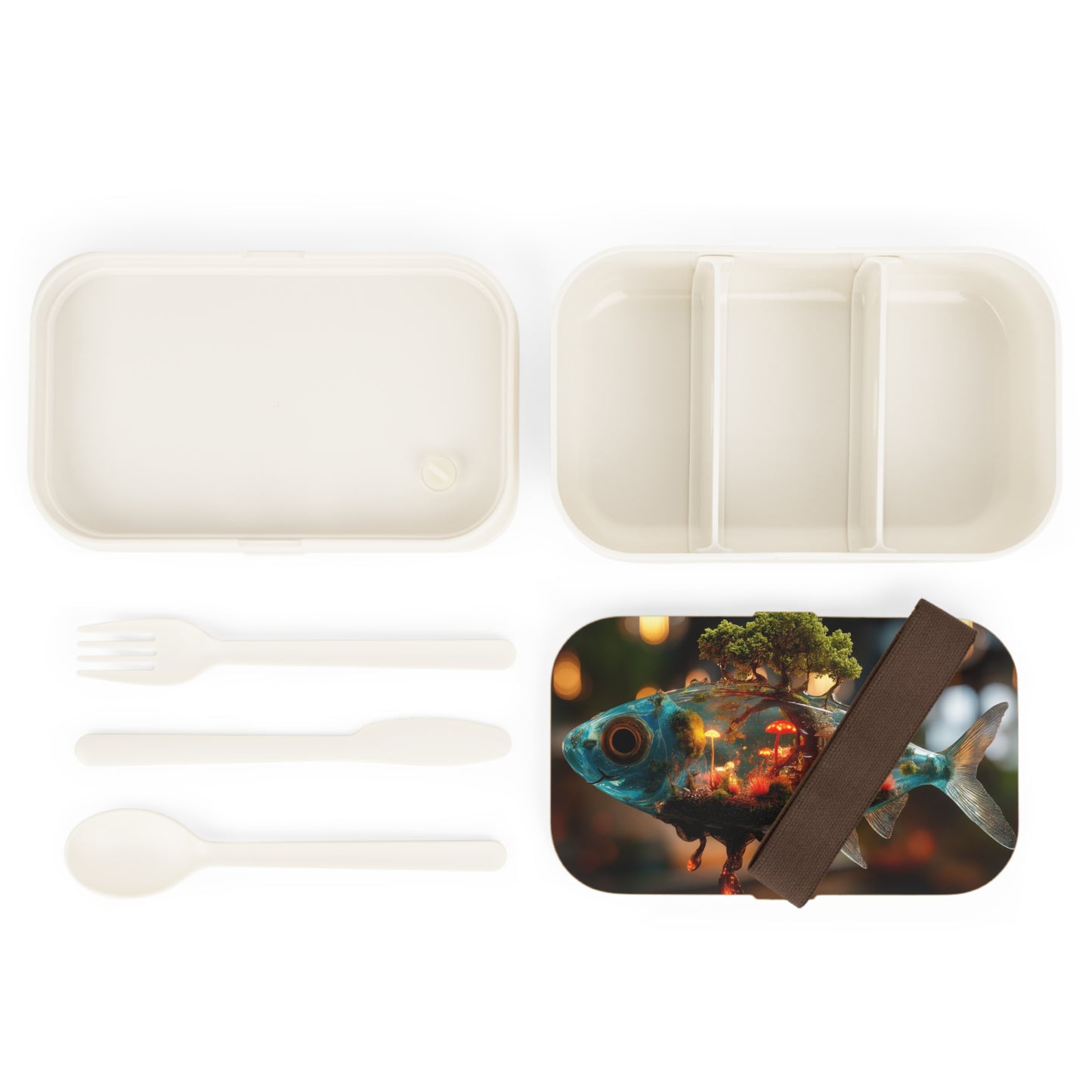 Enchanted Forest Fish Bento Lunch Box – Liquid Dreamscape for Your Midday Escape