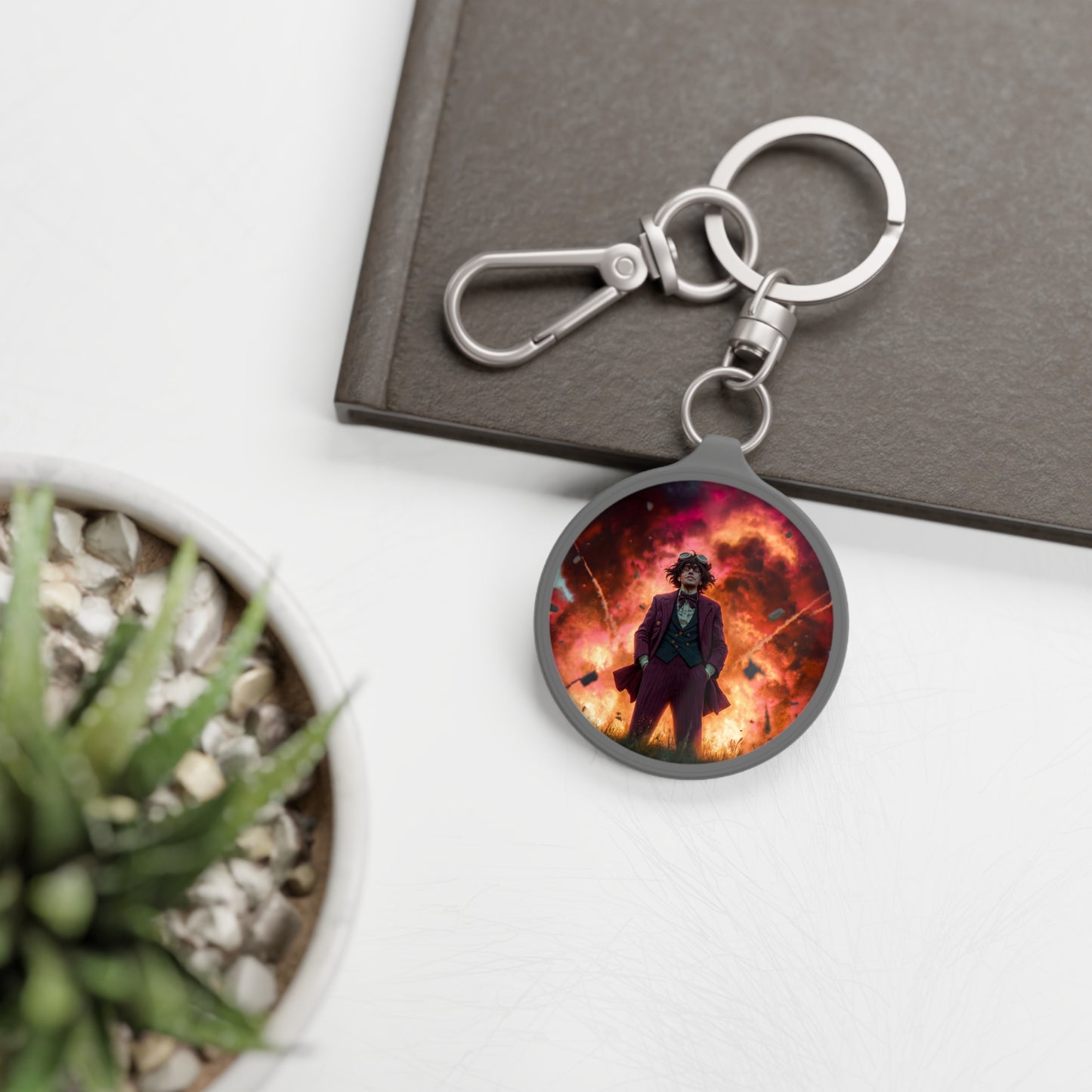 Mad Scientist Amidst Crimson Explosion Keyring Tag – Unapologetic Chaos Theory