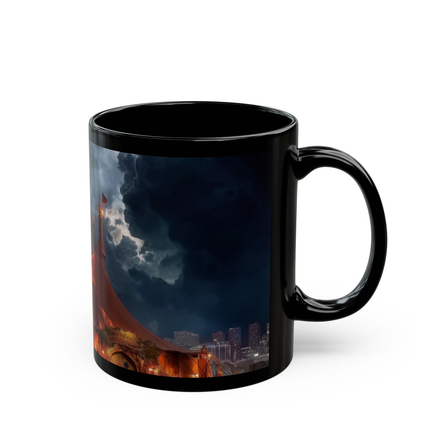 Crimson Circus Tent Mug – Midnight Carnival Dreamscape