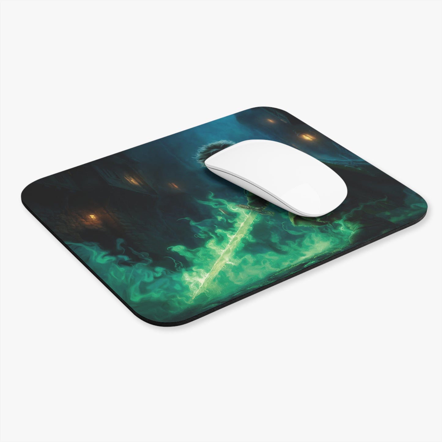 Green-Eyed Apprentice Mouse Pad – Midnight Alley Sword Duel
