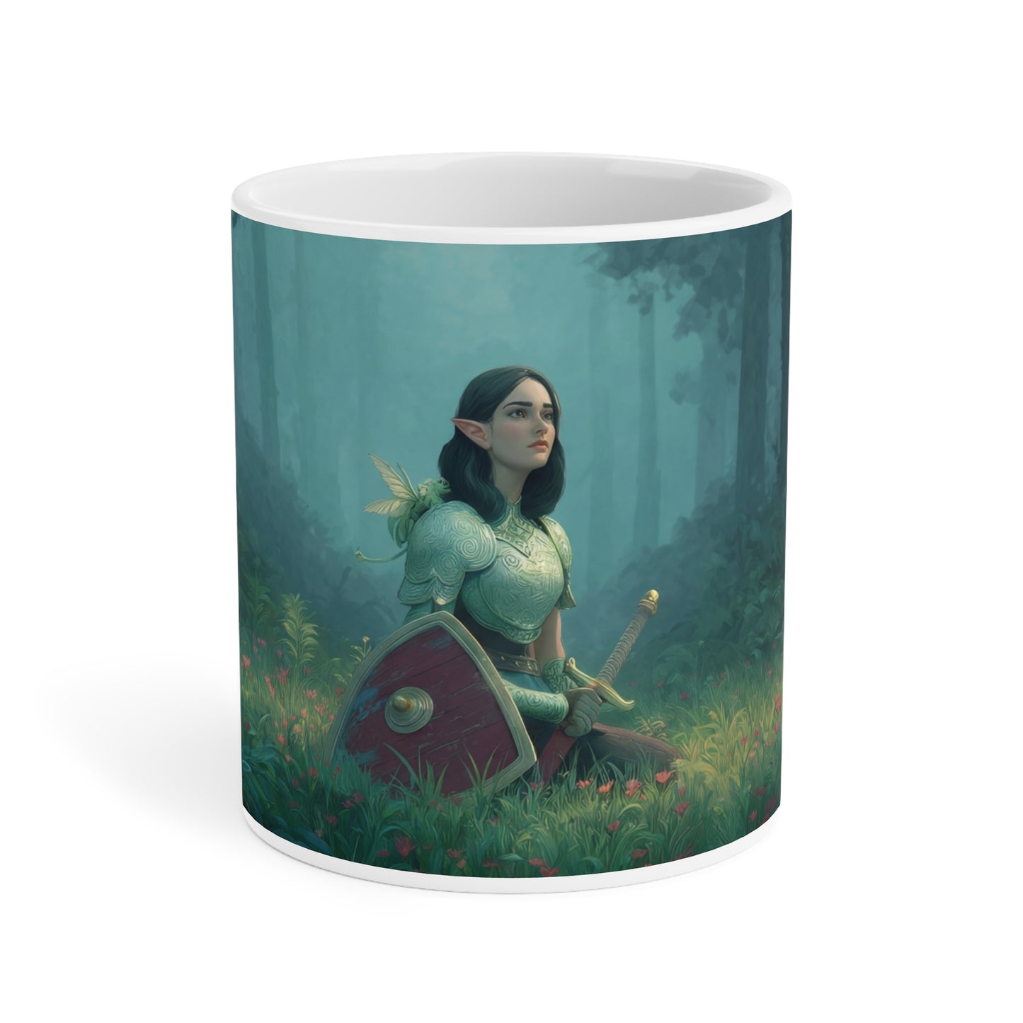 Elven Sentinel Ceramic Mugs (11oz\15oz\20oz) – Moss-Whispering Forest Pause