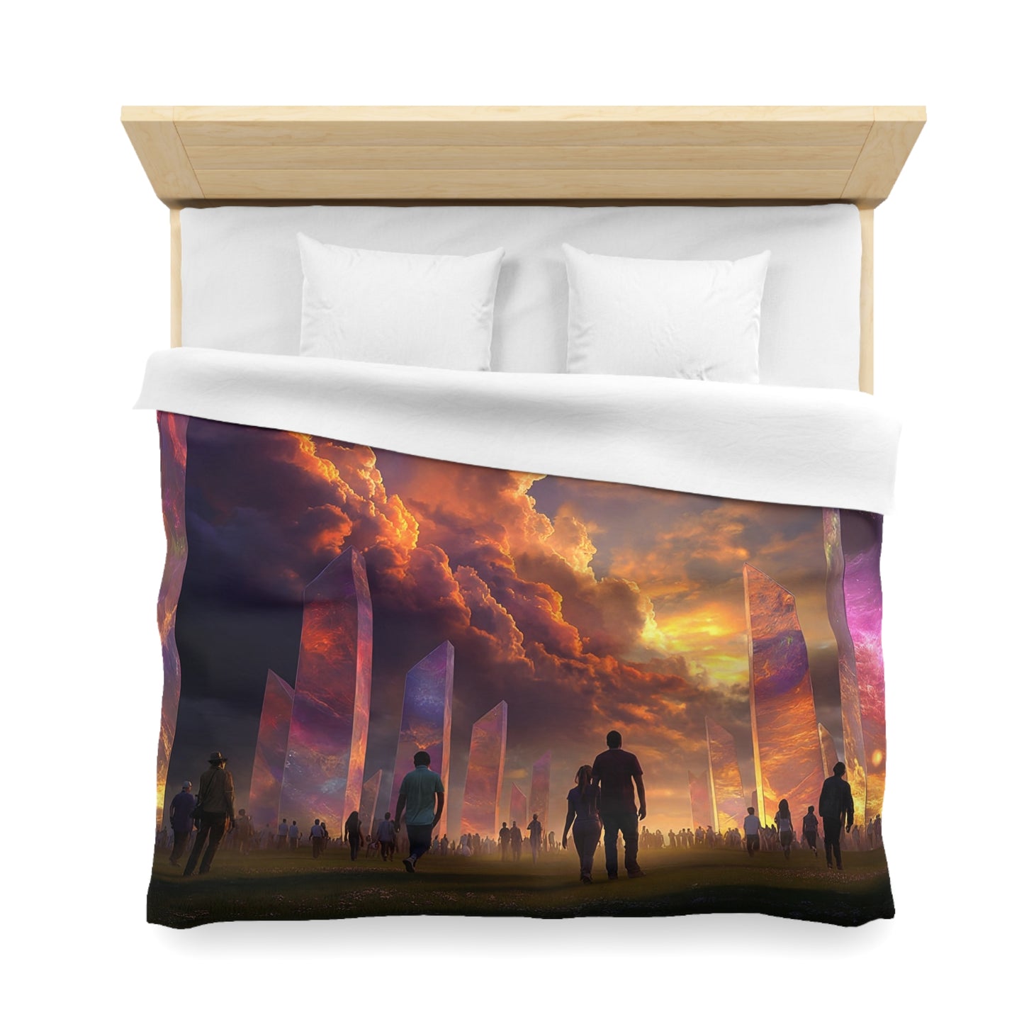 Celestial Obelisks Microfiber Duvet Cover – Twilight Gateway Dreamscape