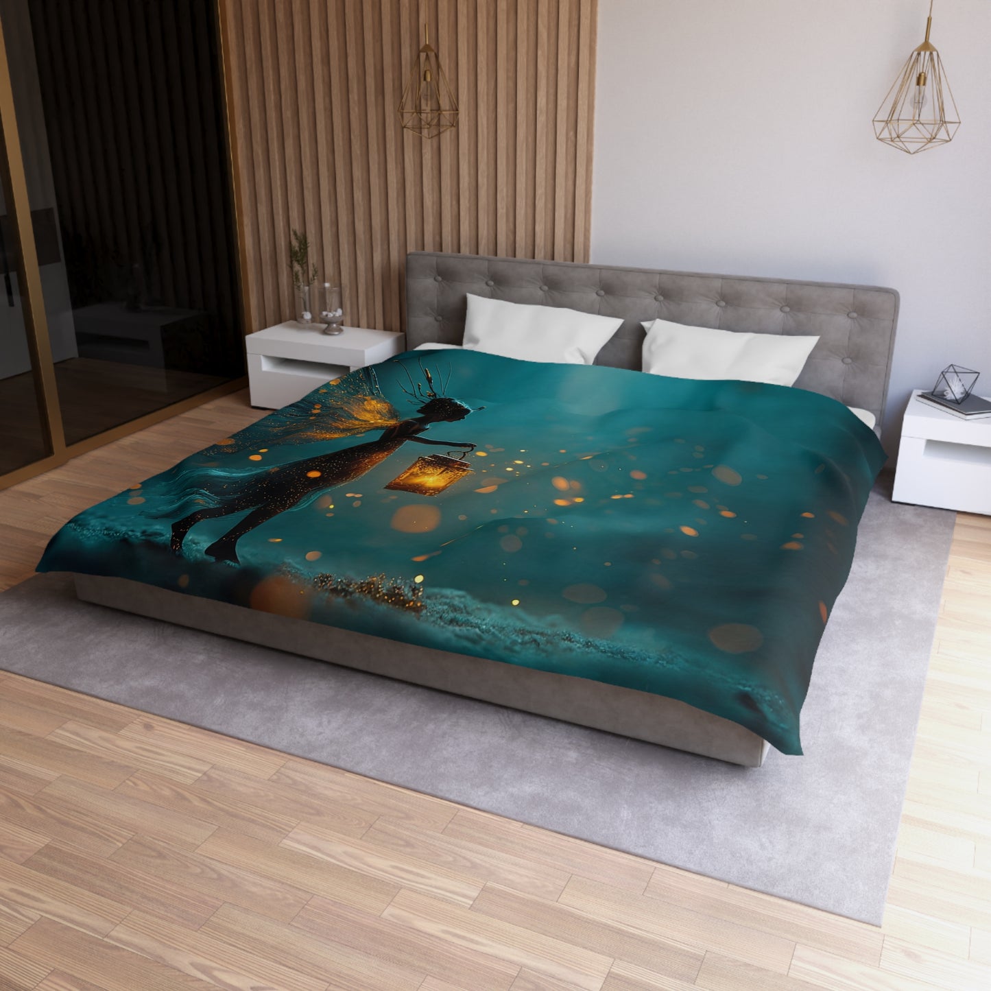 Luminescent Fairy with Lantern Microfiber Duvet Cover – Whispering Woods Dreamscape
