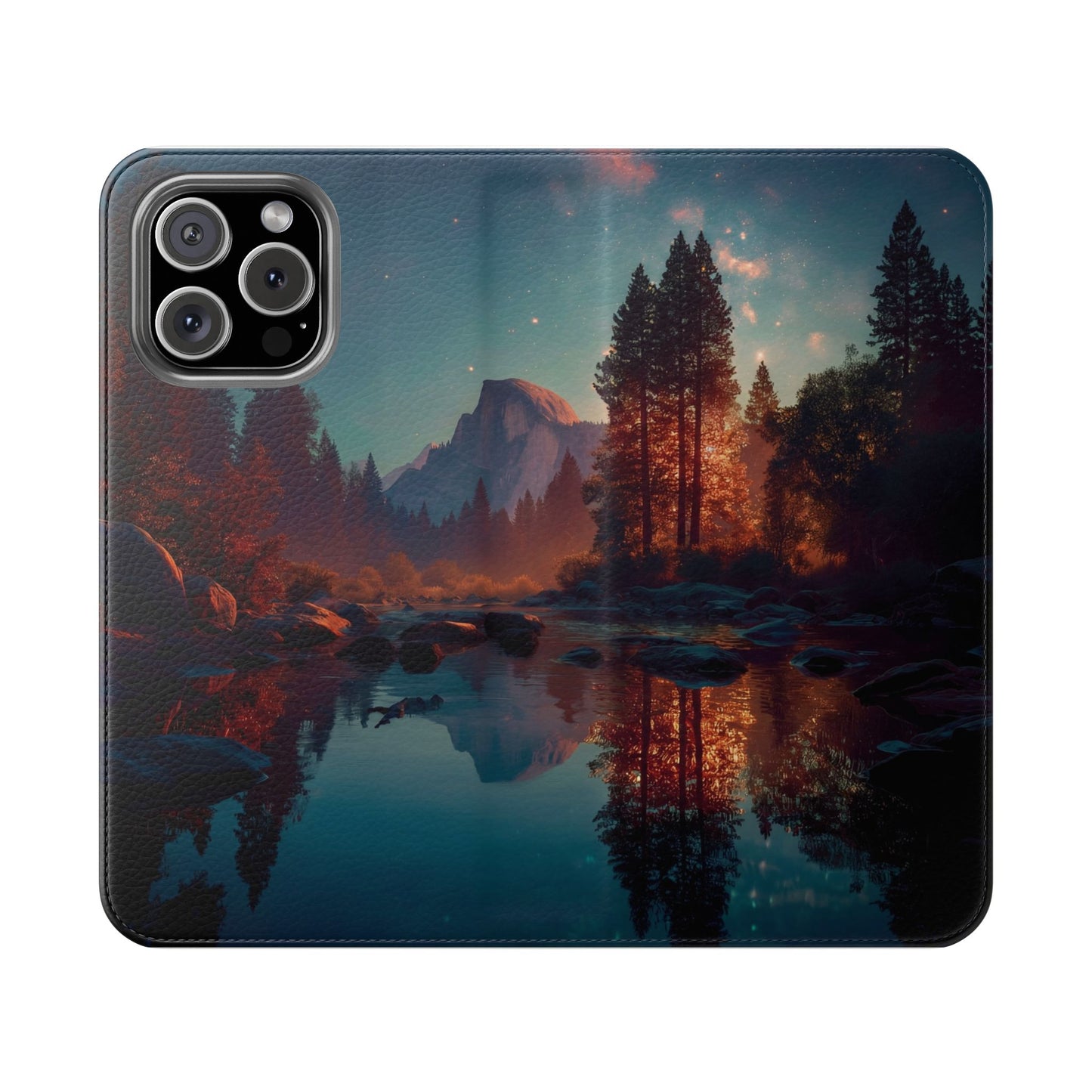 Starlit Valley Flip Cases – Twilight River and Half Dome Reflections