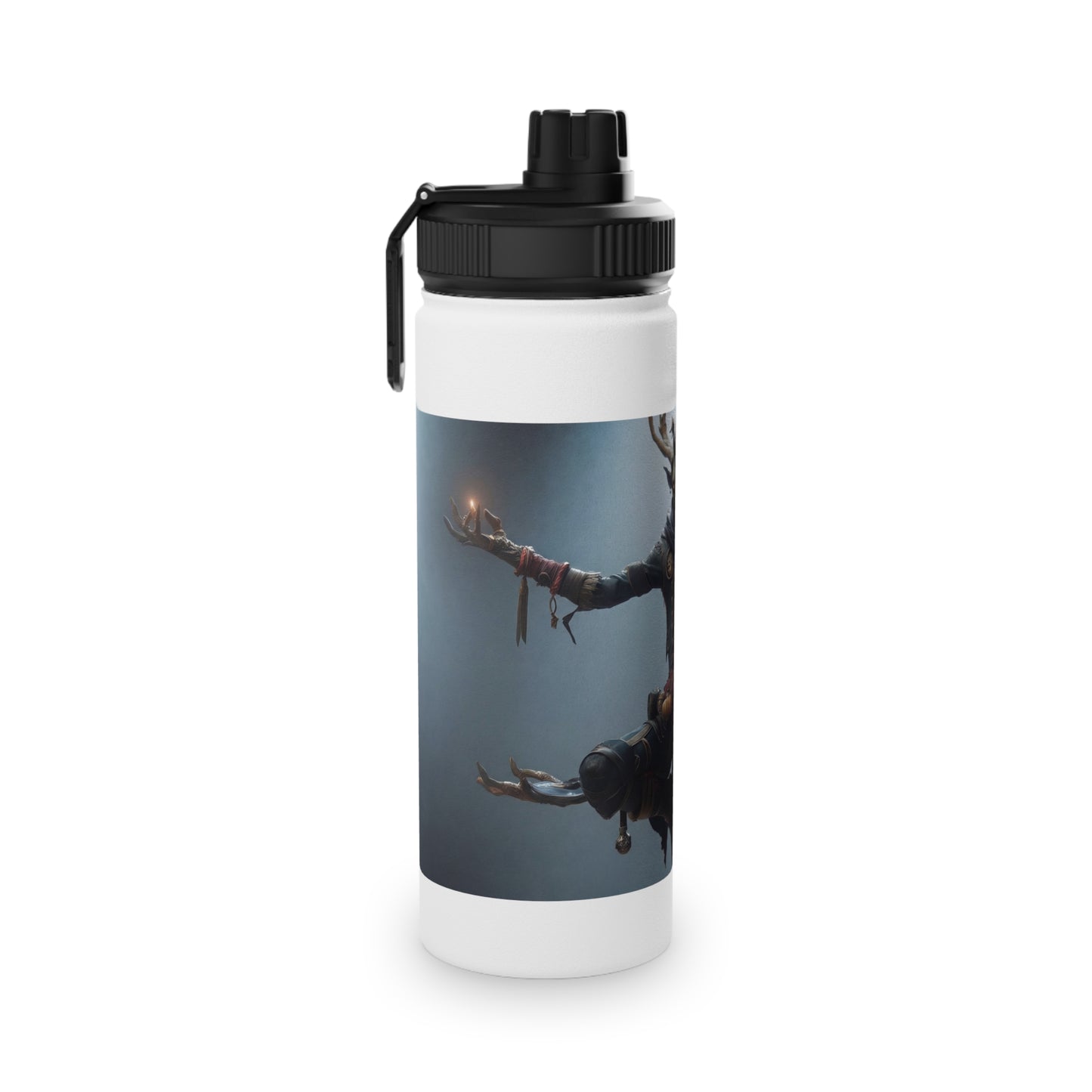 Antlered Sovereign Stainless Steel Water Bottle, Sports Lid – Throne of Whispering Light