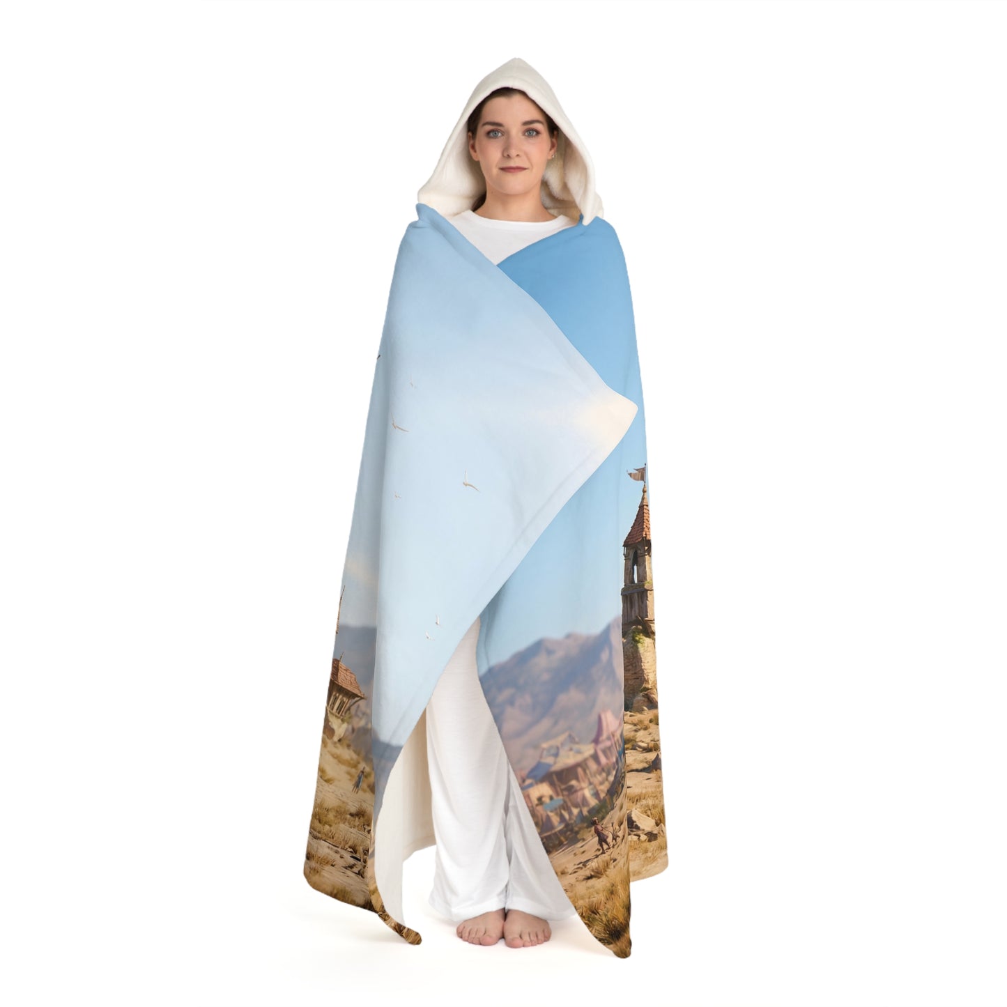 Stone Archway Hooded Sherpa Fleece Blanket – Desert Sentinel Keep