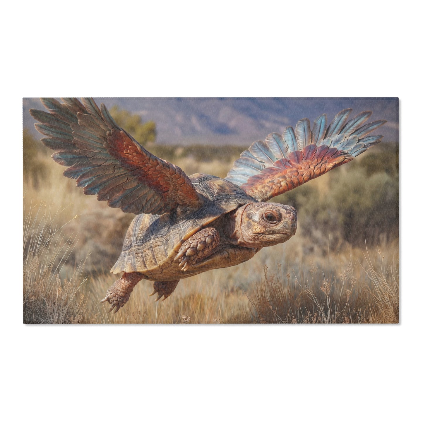 Winged Tortoise Area Rug – Sunset Soar Over Golden Grasslands