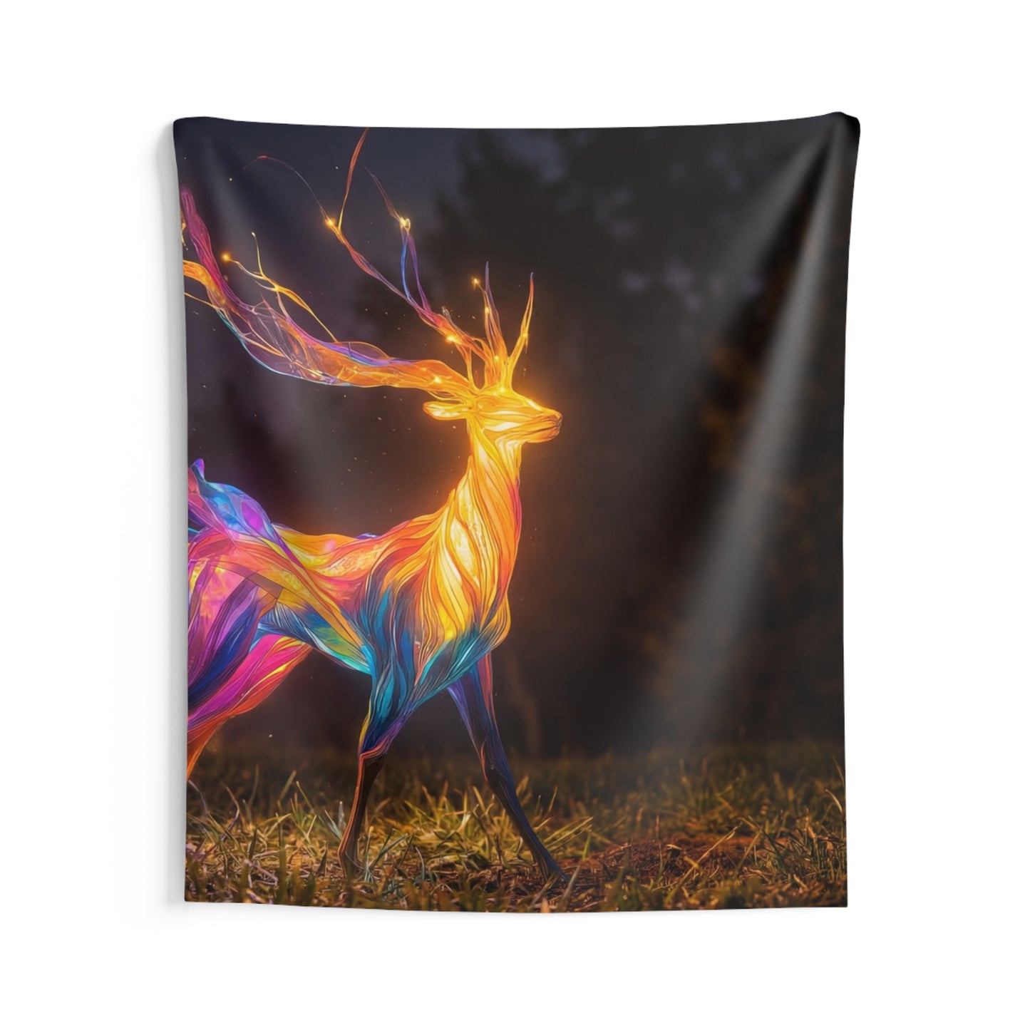 Chromatic Stag Indoor Wall Tapestries – Electric Forest Luminescence