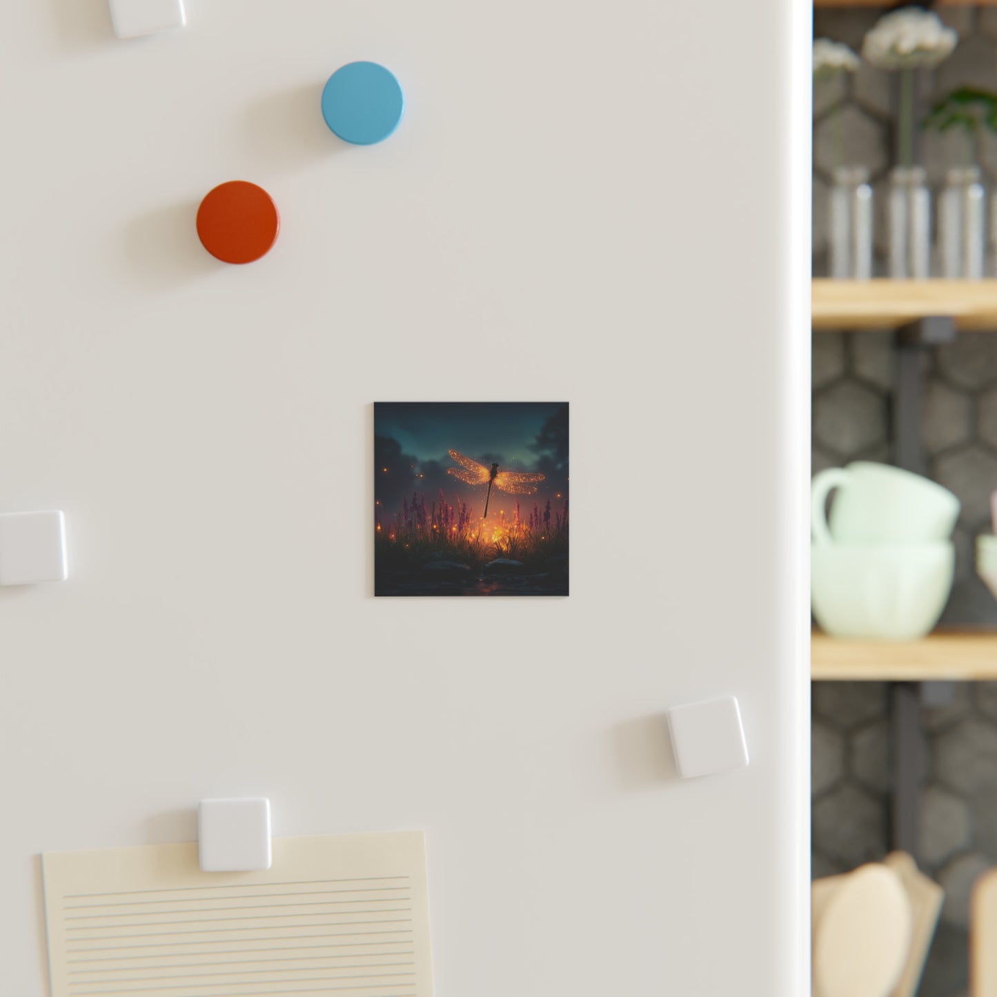 Glowing Dragonfly Square Magnet – Twilight Meadow Luminary