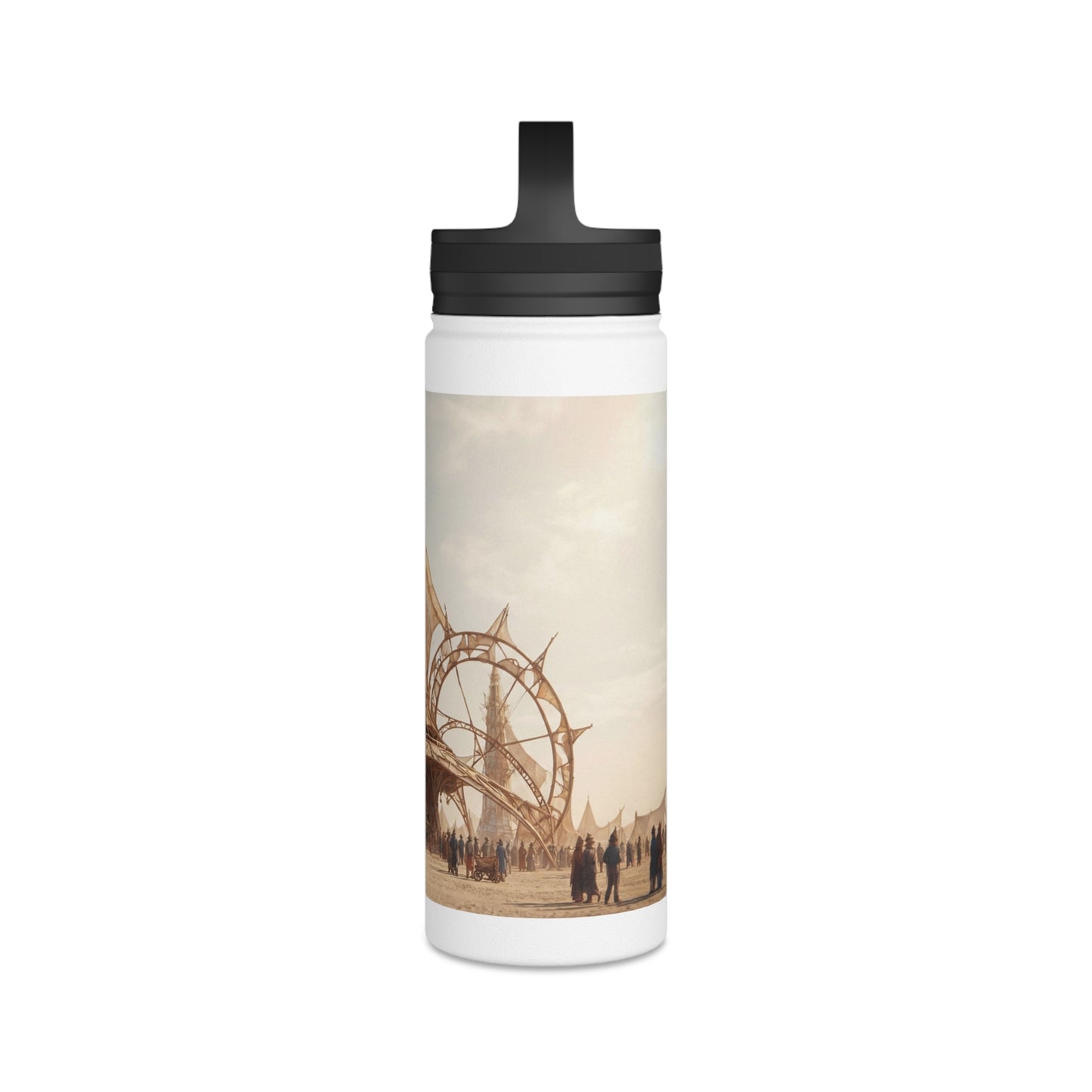 Desert Sky Temple Stainless Steel Water Bottle, Handle Lid – Golden Sails of the Dust Horizon