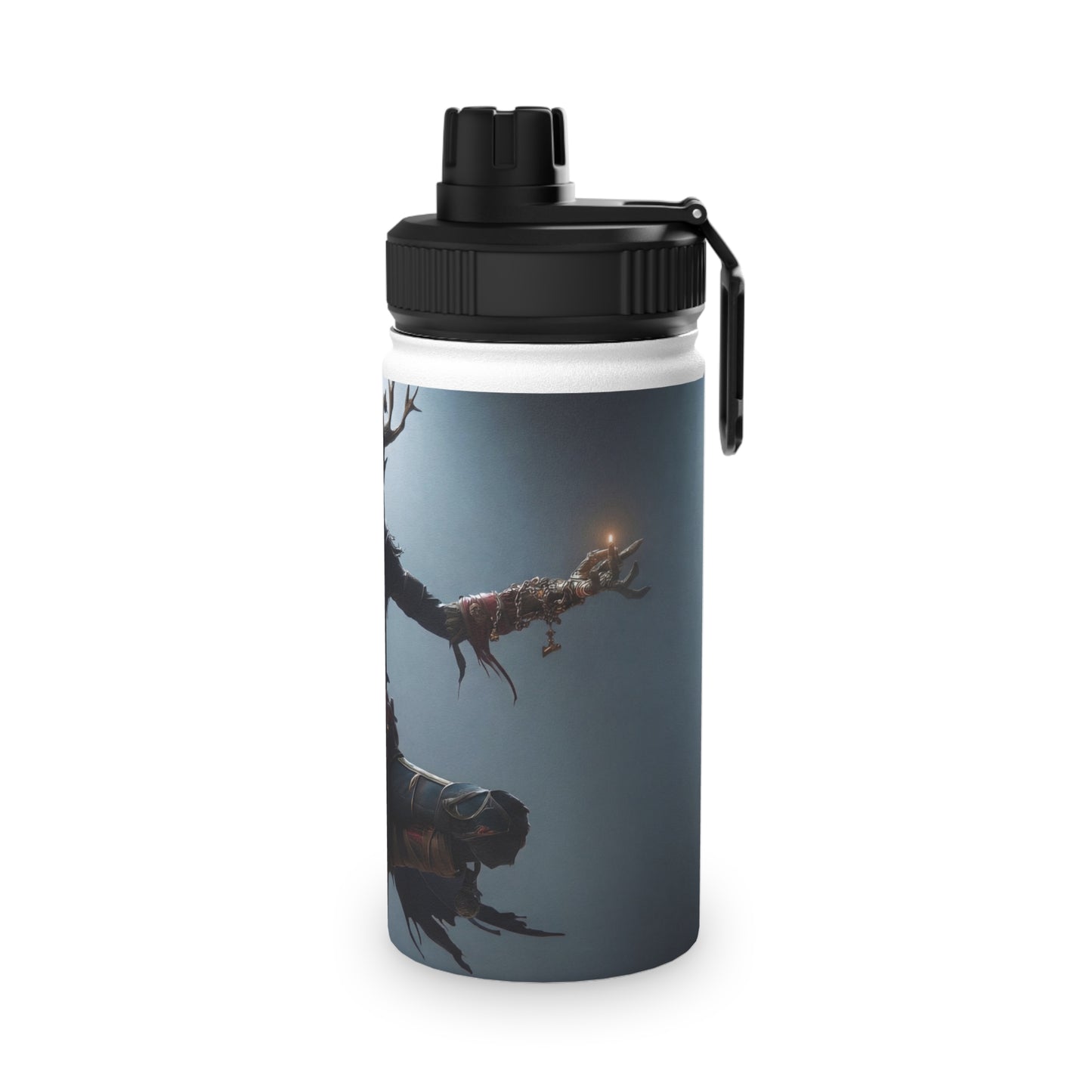 Antlered Sovereign Stainless Steel Water Bottle, Sports Lid – Throne of Whispering Light