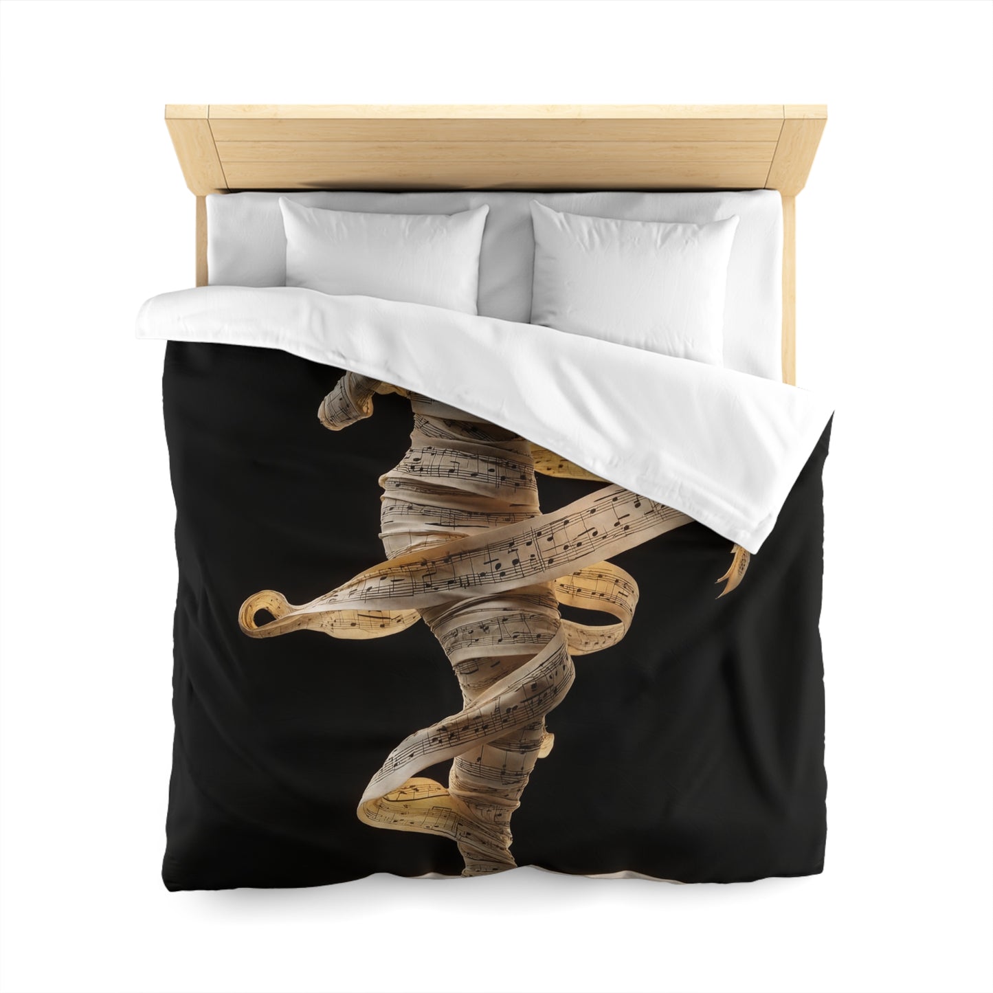 Melodic Dancer Microfiber Duvet Cover – Whispers of Sheet Music in Motion