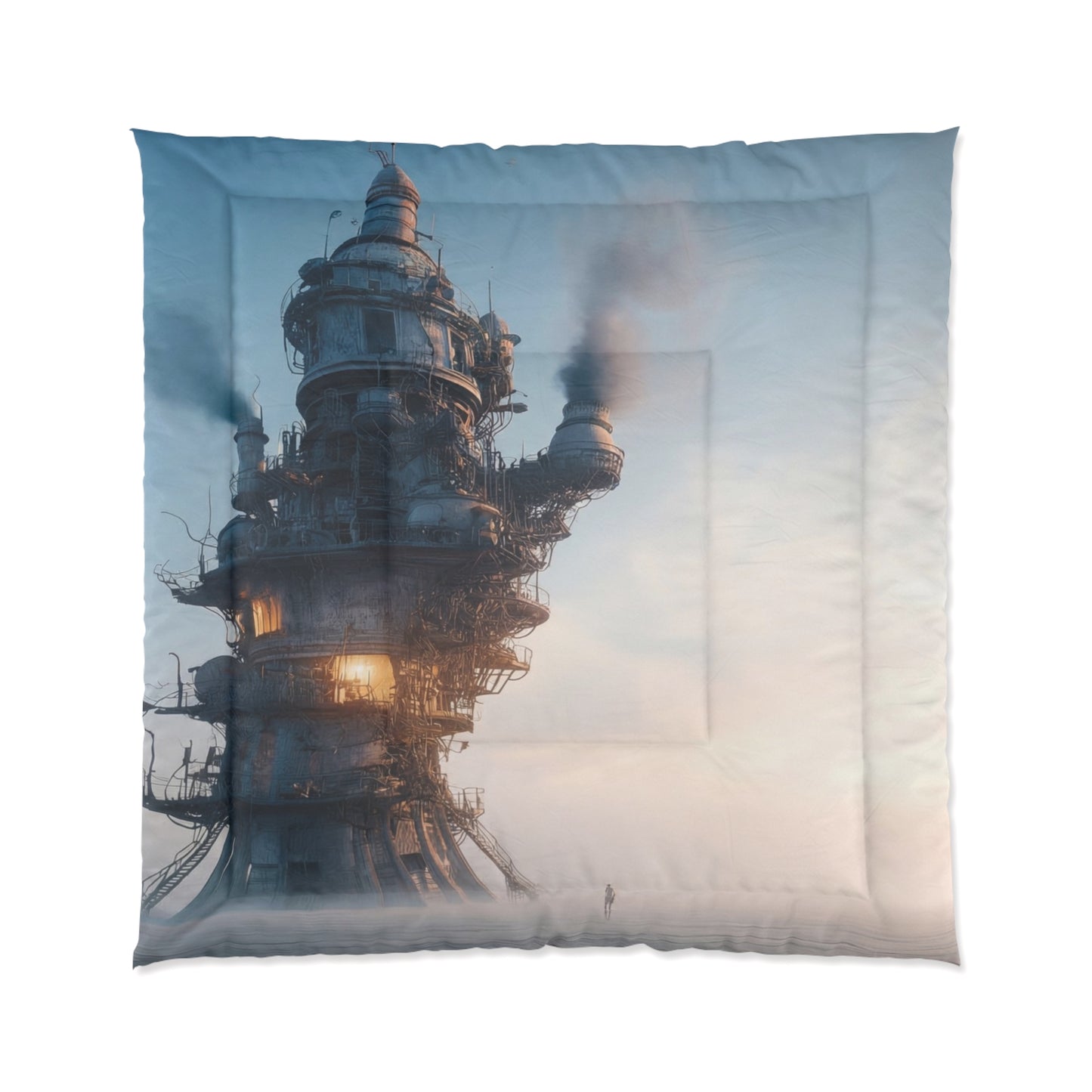Steamborne Tower Comforter – Solitary Watchtower at Dusk