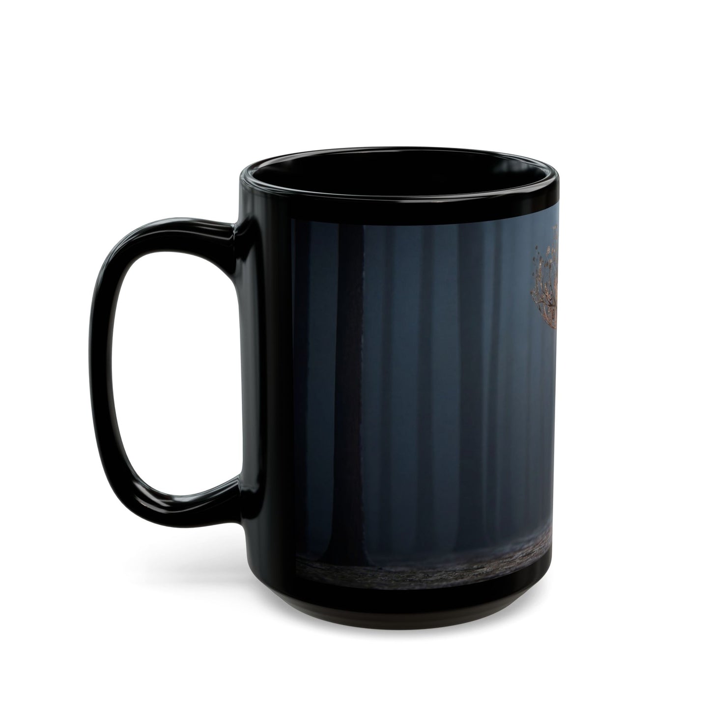 Clockwork Stag Black Mug – Luminescent Forest Mechanism