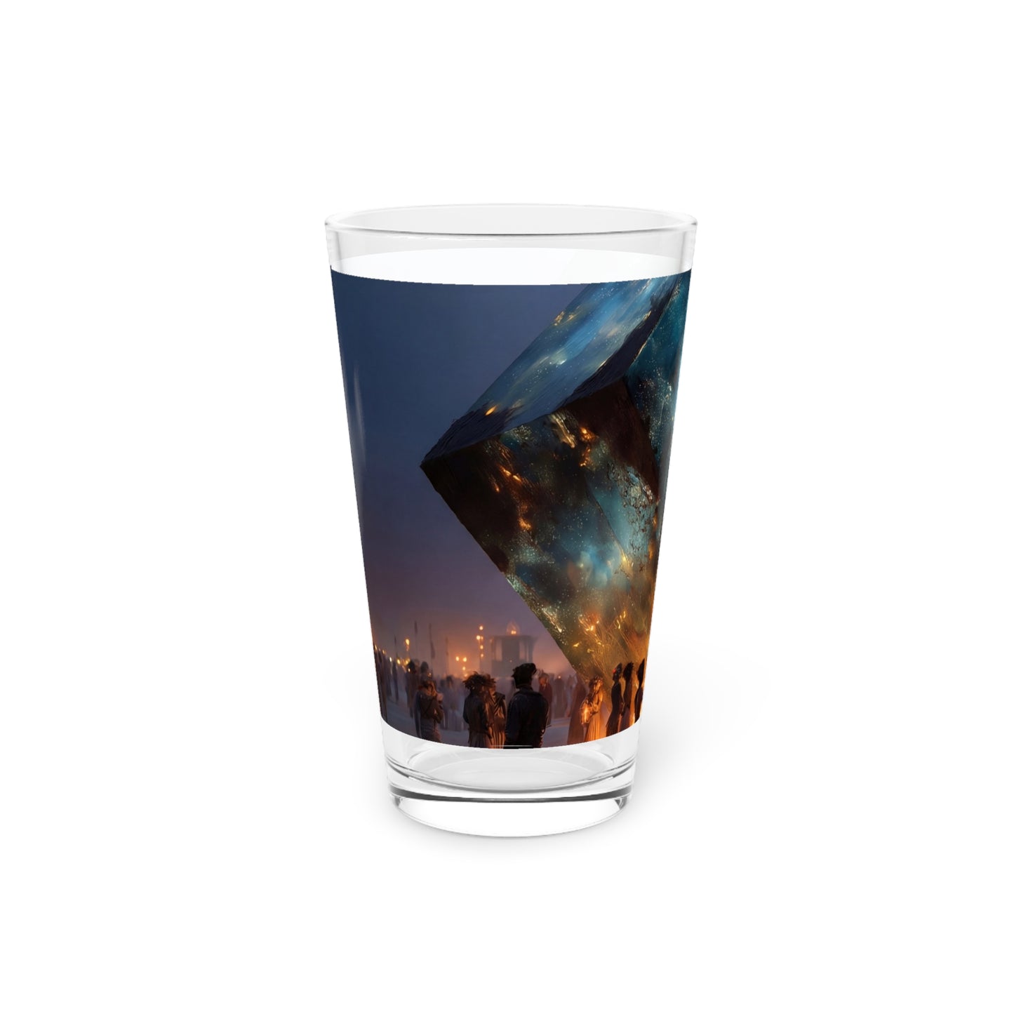 Celestial Cube Pint Glass, 16oz – Gateway to a Starlit Ceremony
