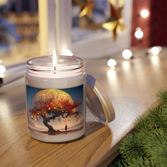 Lantern Tree Scented Soy Candles with White Lid, 9oz – Autumn’s Whisper Under a Celestial Moon
