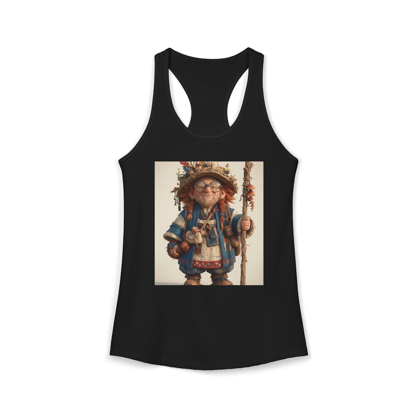 Mushroom-Sceptered Sage Women's Ideal Racerback Tank – Botanical Wanderer Portrait