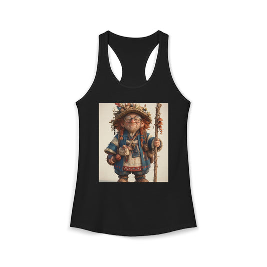 Mushroom-Sceptered Sage Women's Ideal Racerback Tank – Botanical Wanderer Portrait