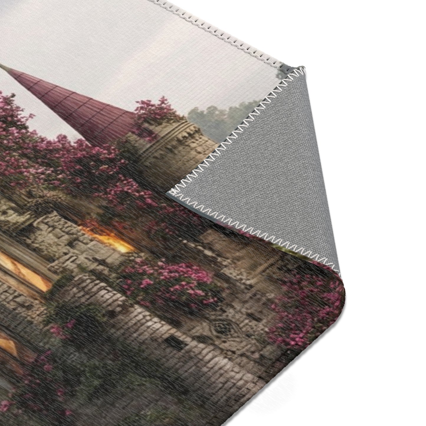 Crimson Rose Castle Area Rugs – Whispers of the Forgotten Keep