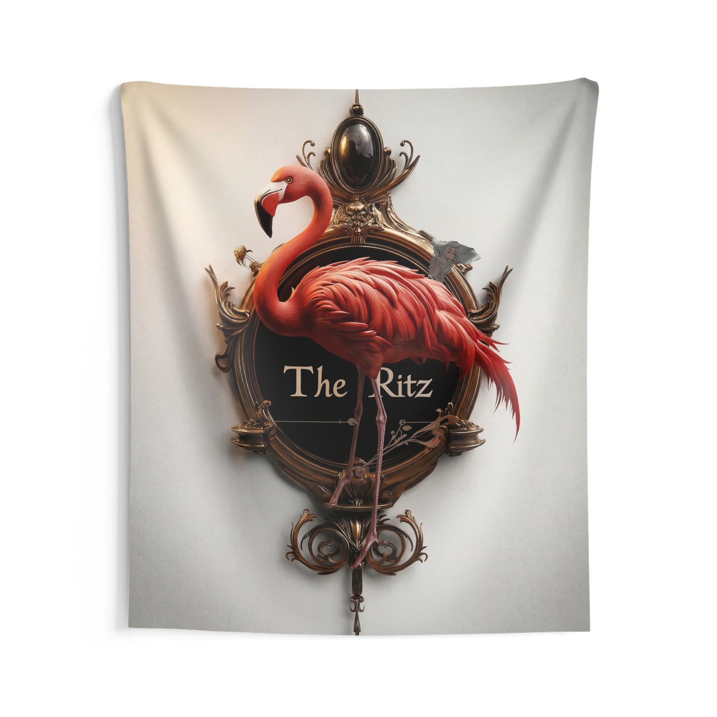 Flamingo Clock Wall Tapestry – The Ritz Elegance in Crimson