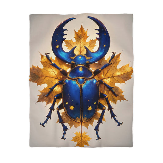 Celestial Beetle Microfiber Duvet Cover – Night Sky Amidst Autumn Leaves