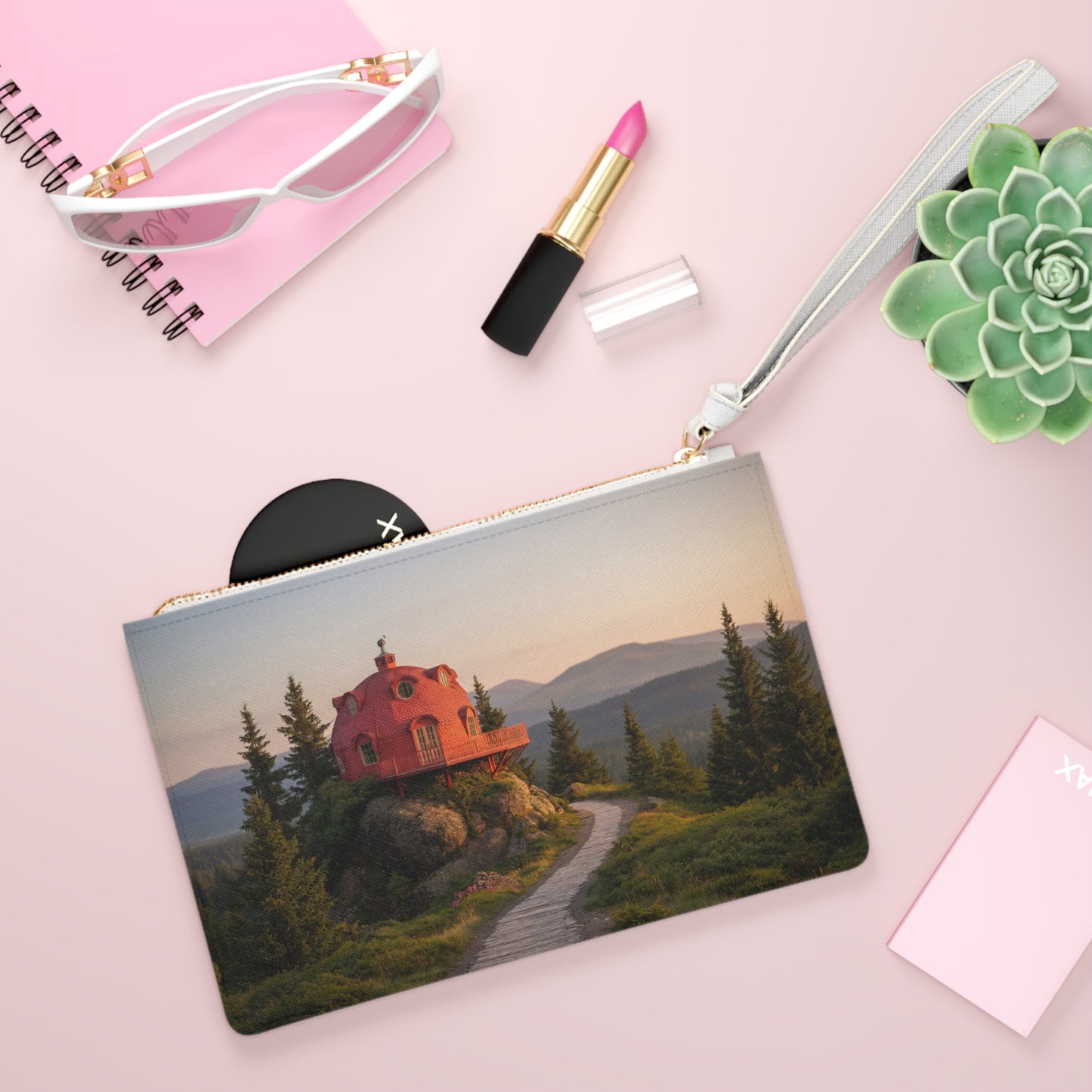 Crimson Sky House Clutch Bag – Alpine Sunset Sanctuary