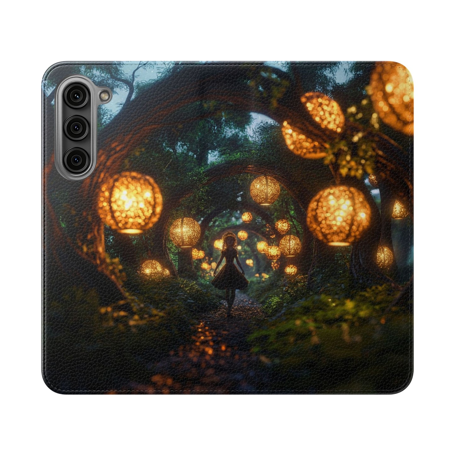 Lantern Archway Flip Cases – Girl Walking Through Forest Tunnel Art Case