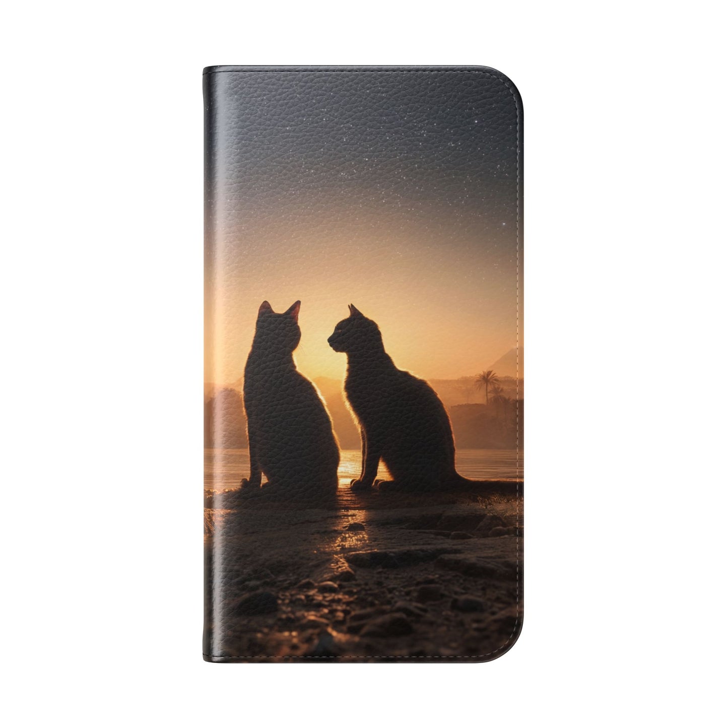 Pharaoh Cats Flip Cases – Starry Nile Guardians on the Bank