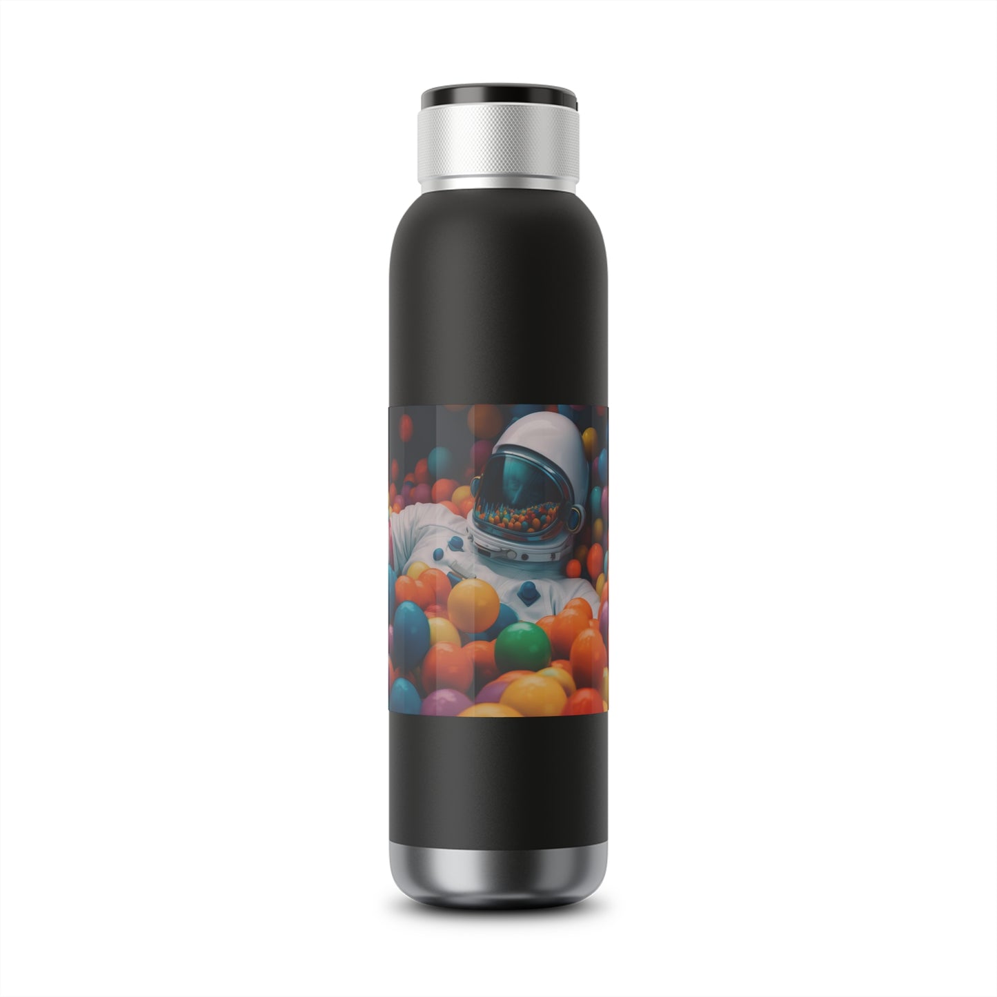 a realistic of photography astronaut lying in colourful balls pool - Soundwave Copper Vacuum Audio Bottle 22oz