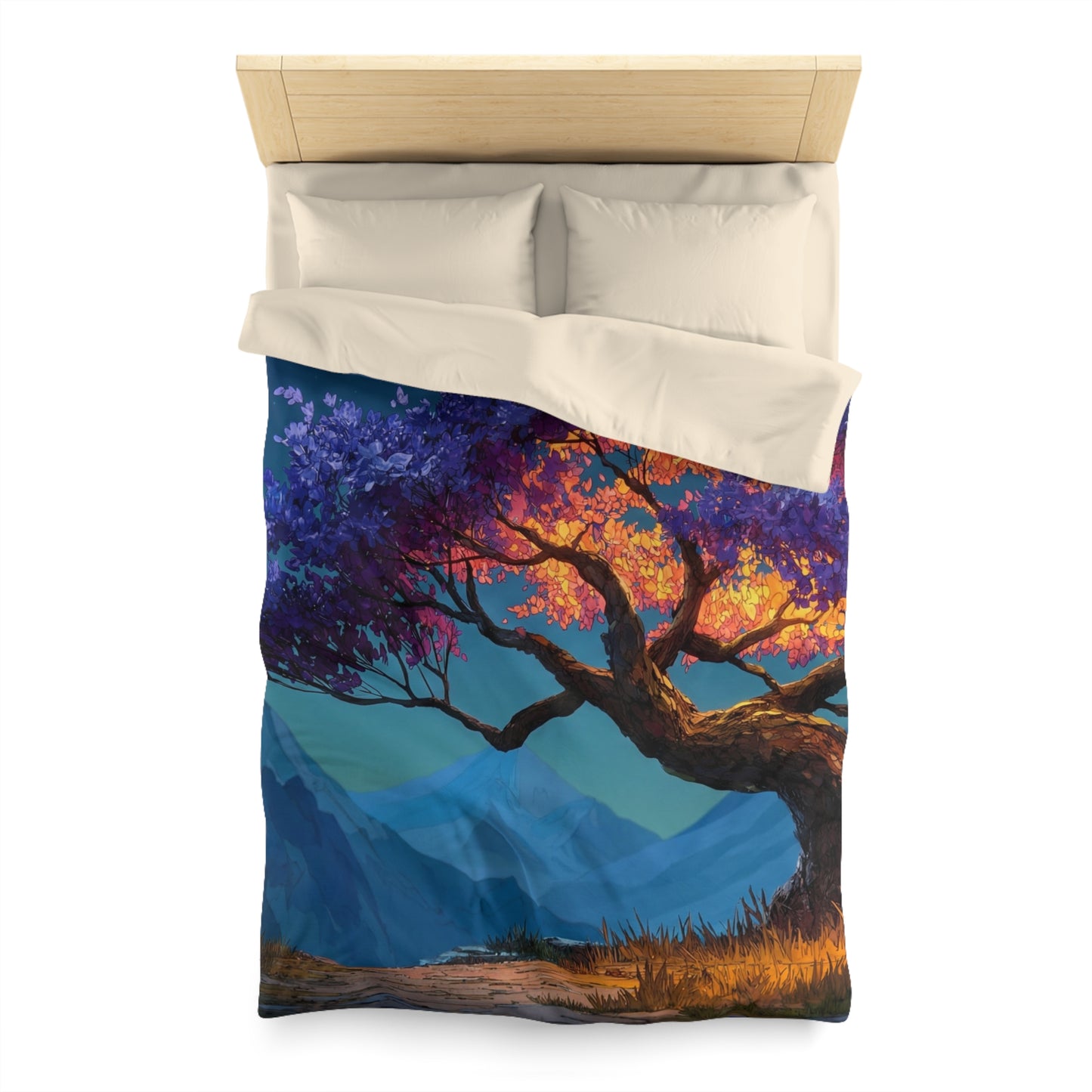 Celestial Tree Microfiber Duvet Cover – Twilight Bloom Sanctuary