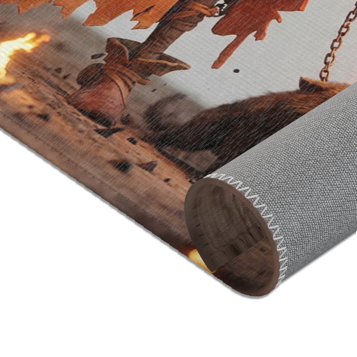 Flame-Winged Sentinel Area Rugs – Desert Mirage with Glowing Feline Companions