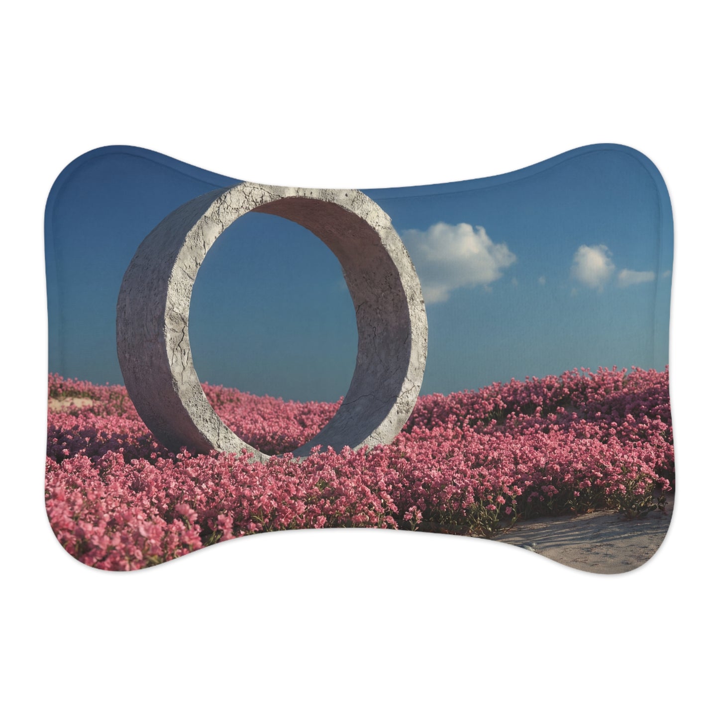 Concrete Circle Feeding Mats – Pink Wildflower Portal Scene