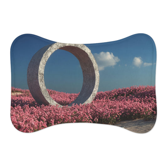 Concrete Circle Feeding Mats – Pink Wildflower Portal Scene