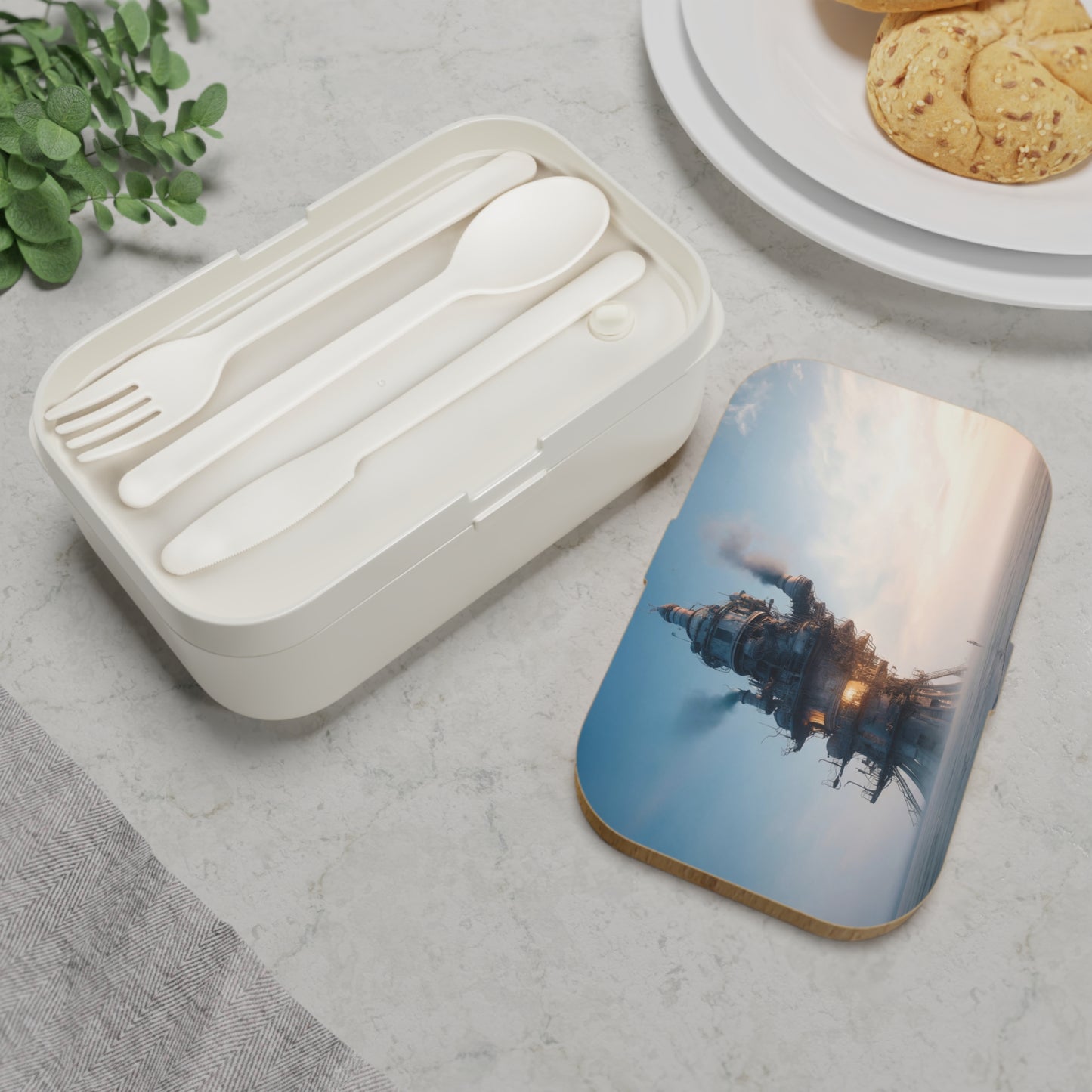 Skyward Steam Tower Bento Lunch Box – Dawn’s Industrial Sanctuary