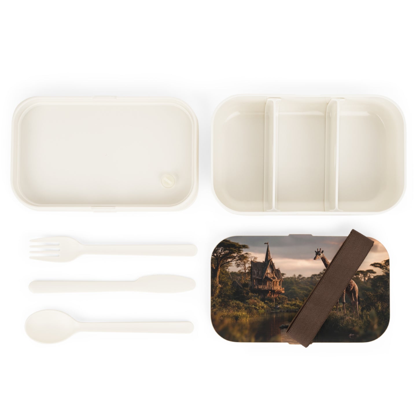 Giraffe by the Waterfall Bento Lunch Box – Serene Savannah Sanctuary
