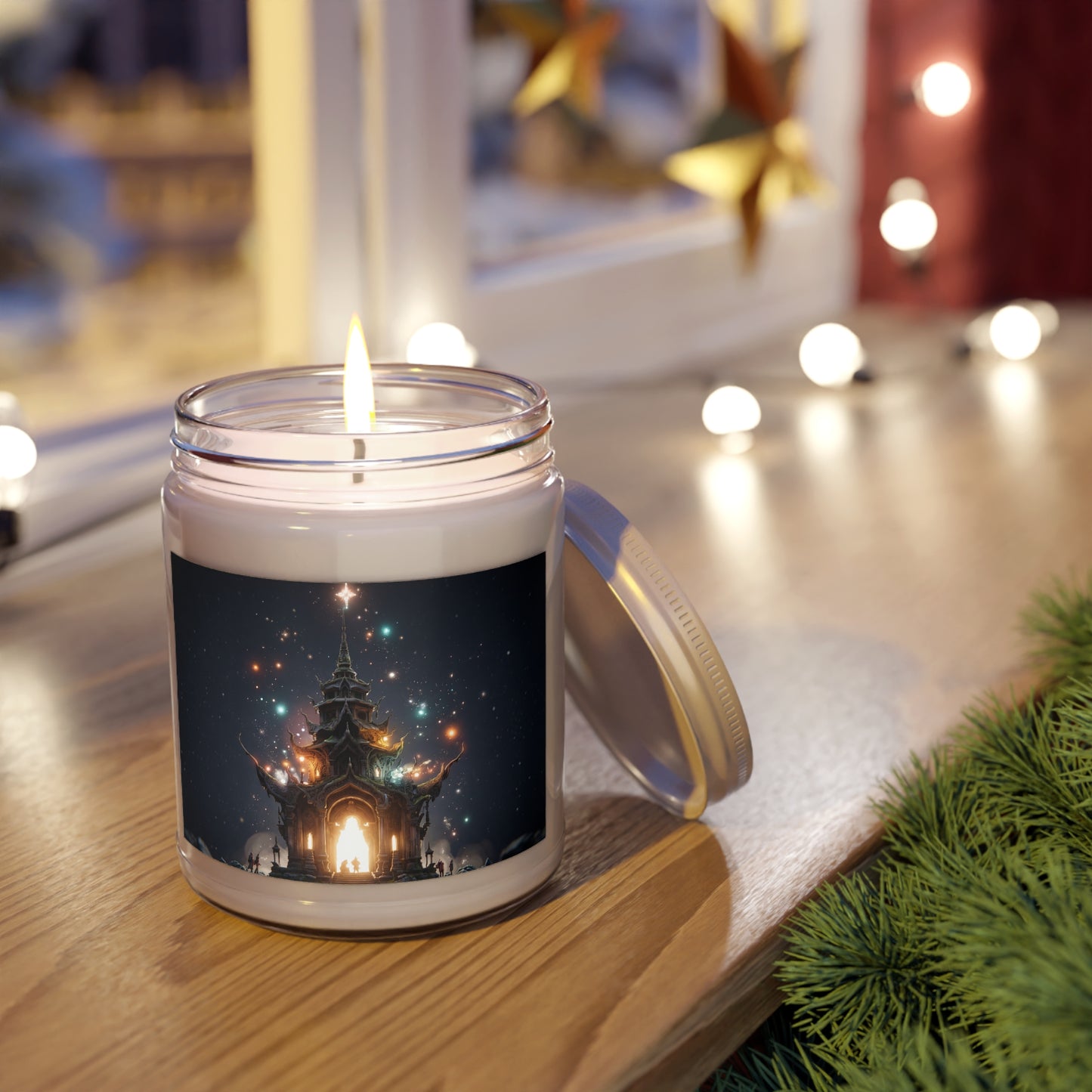 Celestial Temple Scented Soy Candles with White Lid, 9oz – Gateway to the Starlit Realm