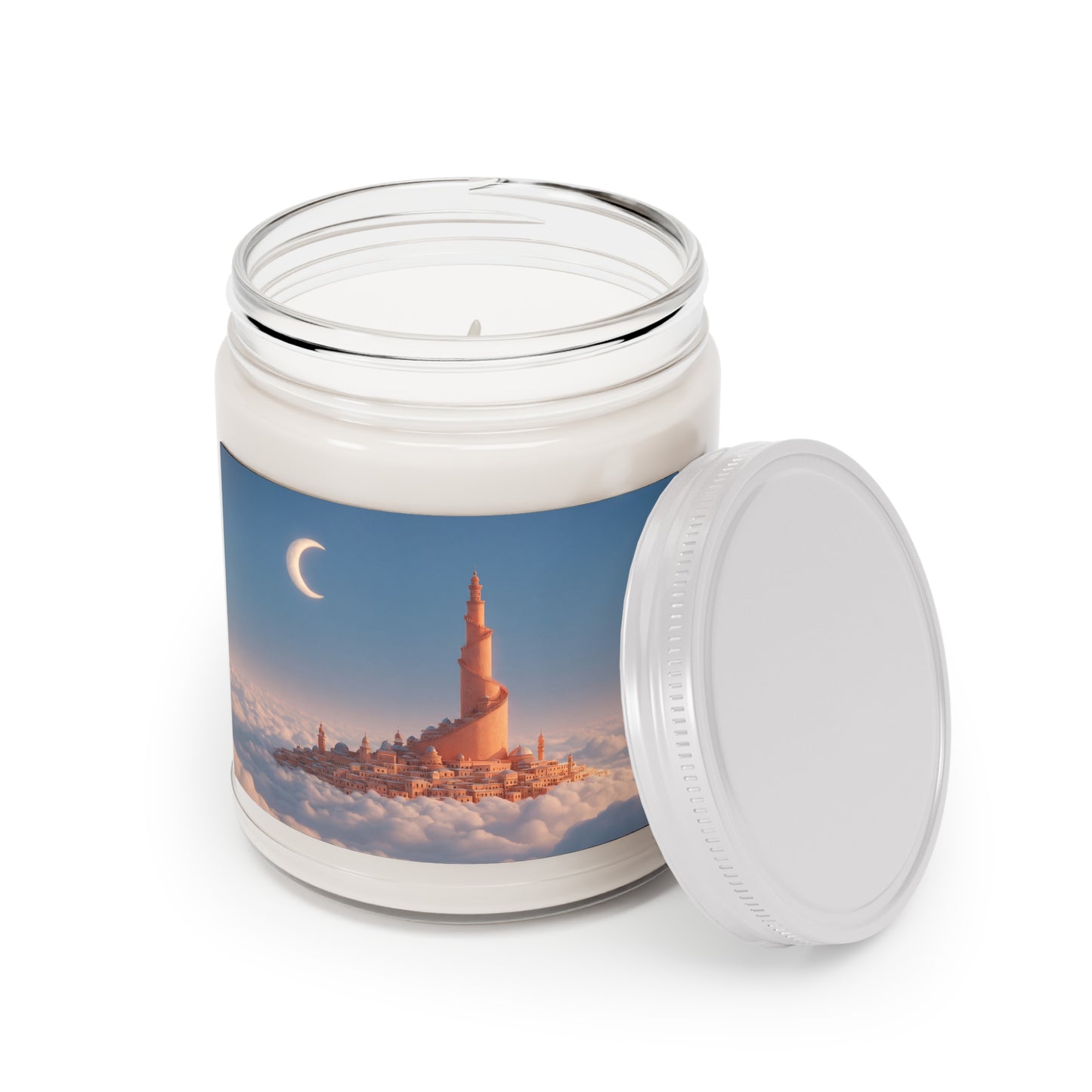 Cloud City Mosque Scented Soy Candles with White Lid, 9oz – Whisper of the Celestial Spire