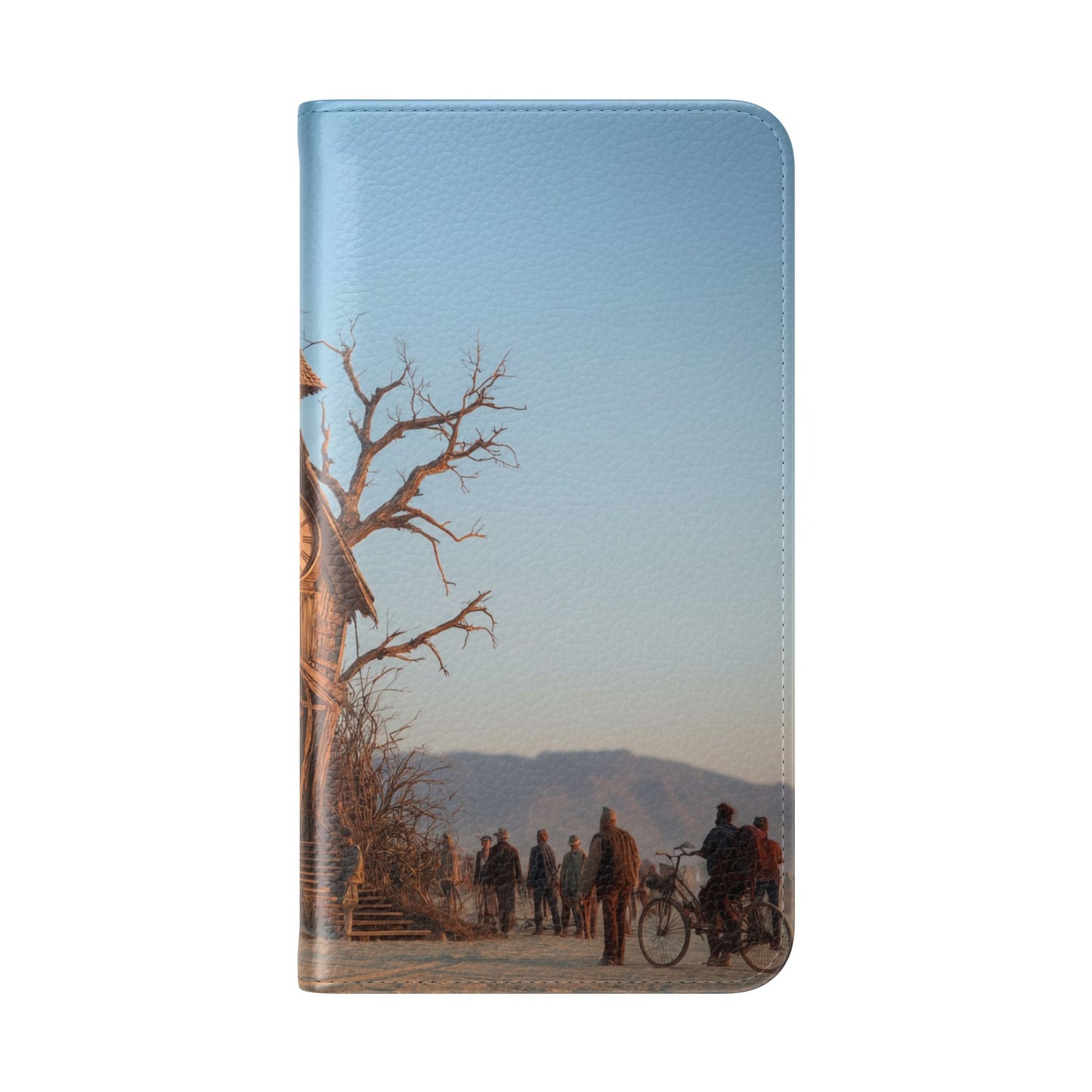 Clocktower Wanderers Flip Cases – Dusty Desert Sentinel Scene