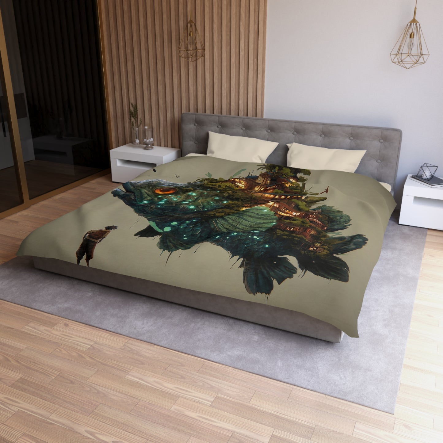 Bioluminescent Fish Village Microfiber Duvet Cover – Home Within the Deep