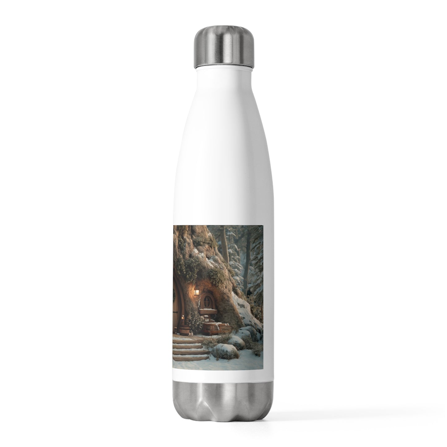 Snowbound Treehouse Doorway 20oz Insulated Bottle – Warmth in Winter’s Hush