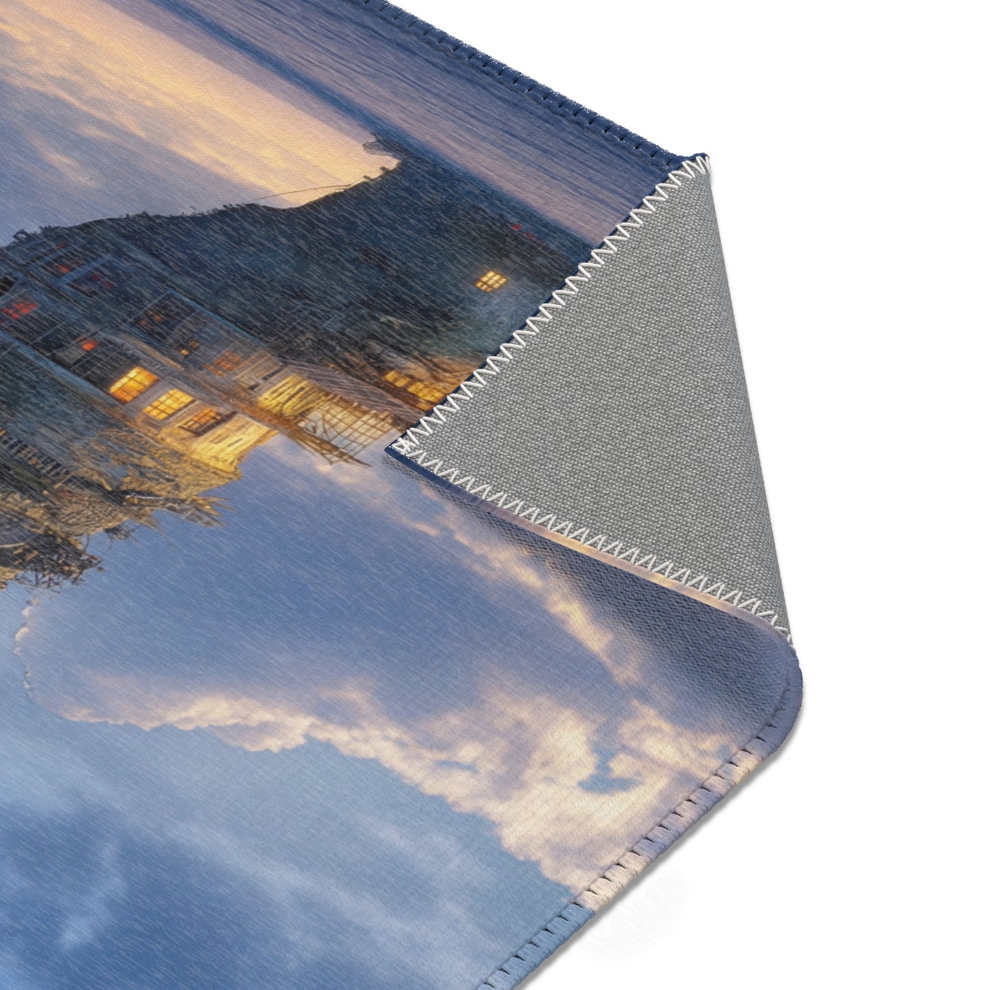 Aerial Lighthouse Area Rug – Twilight Skywatcher Dreamscape