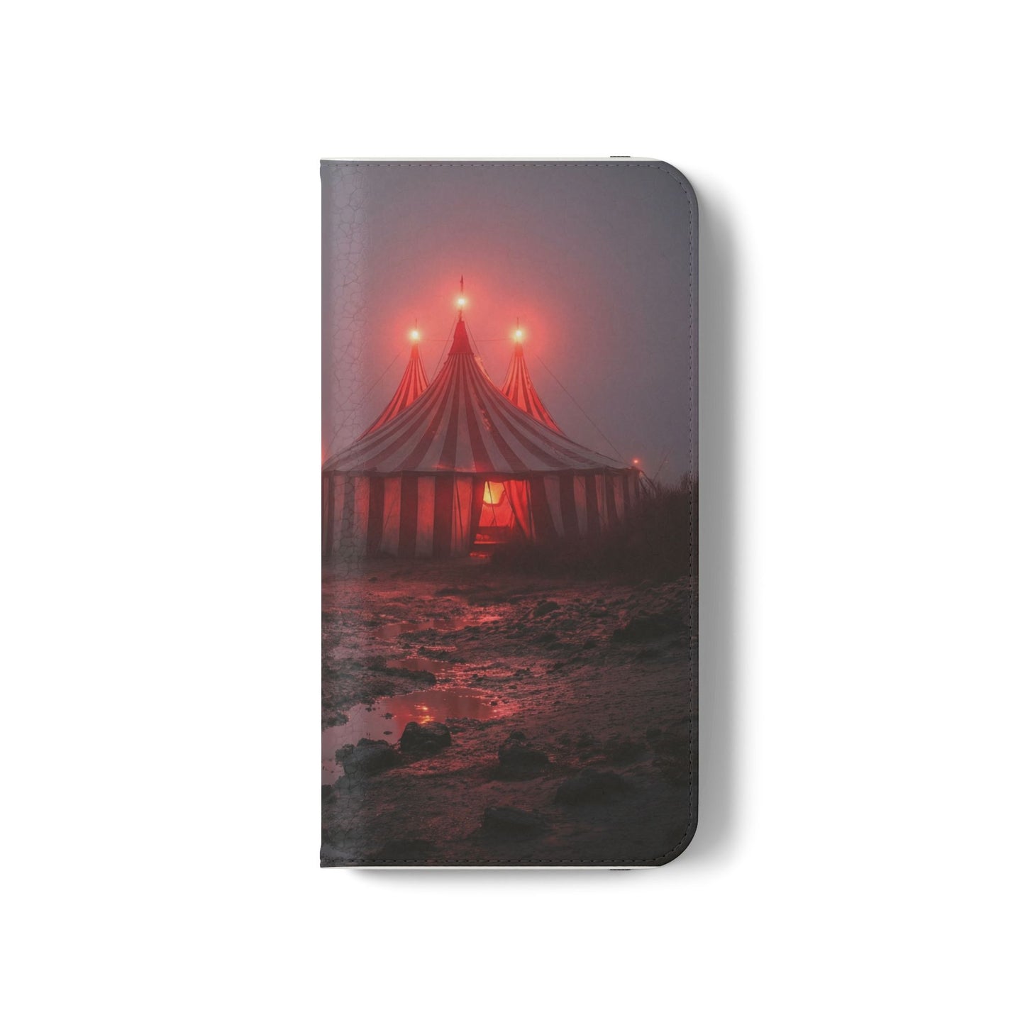 Crimson Circus Tent Flip Cases – Misty Coastside Lantern Scene