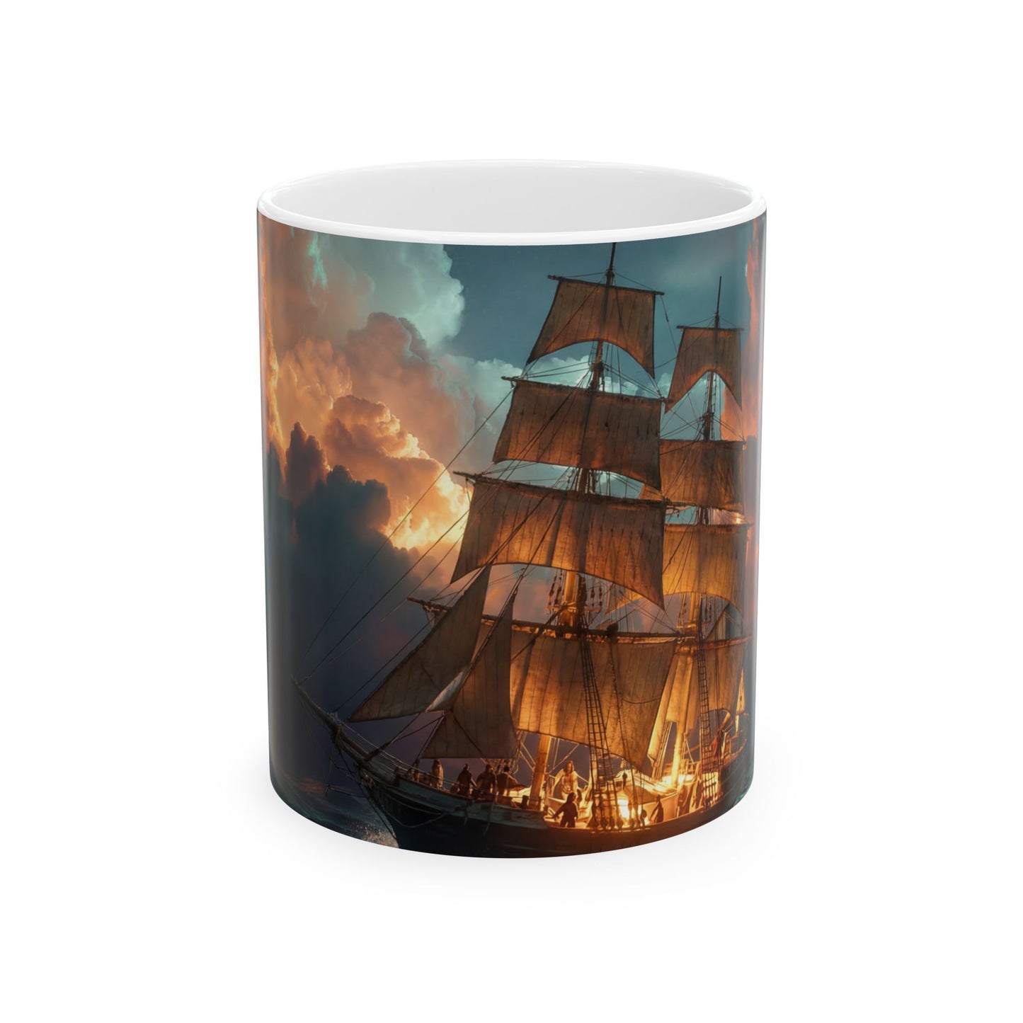 Starlit Galleon Ceramic Mug – Midnight Voyage Through Celestial Skies