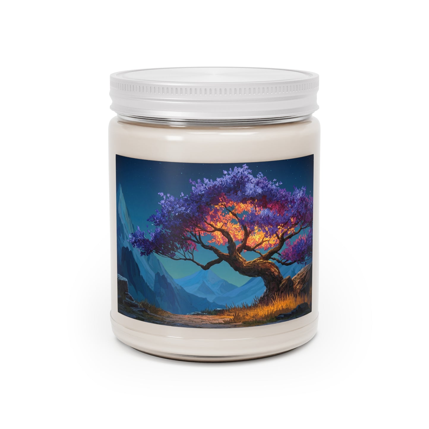 Celestial Tree Scented Soy Candles with White Lid, 9oz – Twilight Bloom Sanctuary