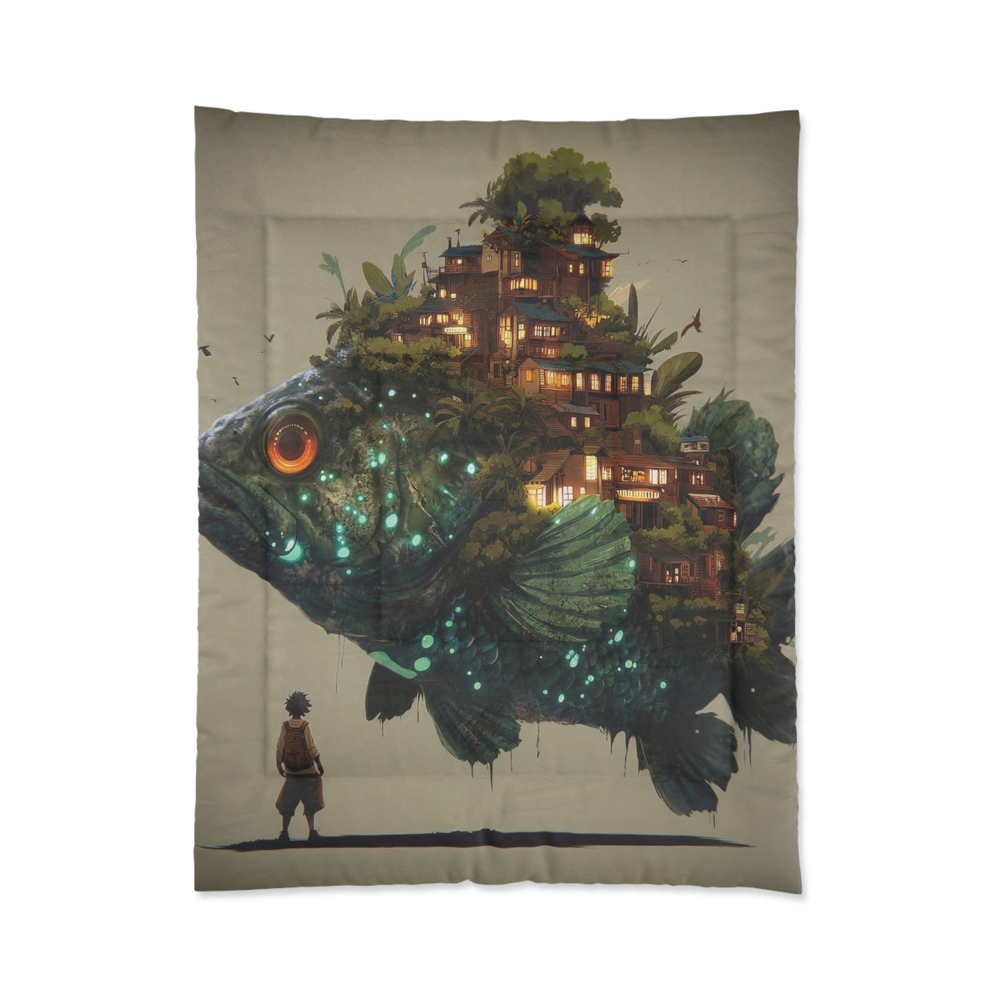 Skyfish Village Comforter – Glowing Aquatic Dreamscape
