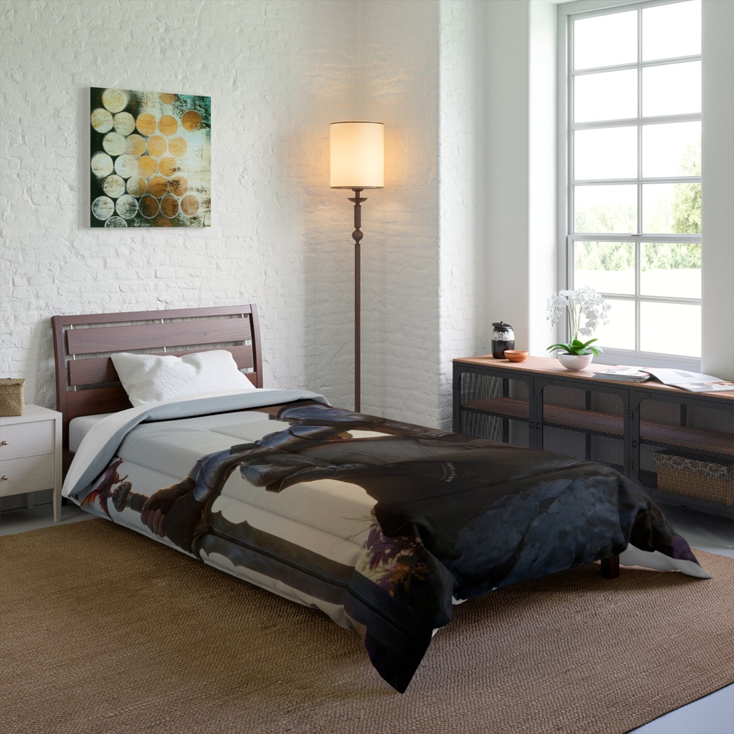 Dragonborne Sentinel Comforter – Sunset Peak Guardian Dreamscape