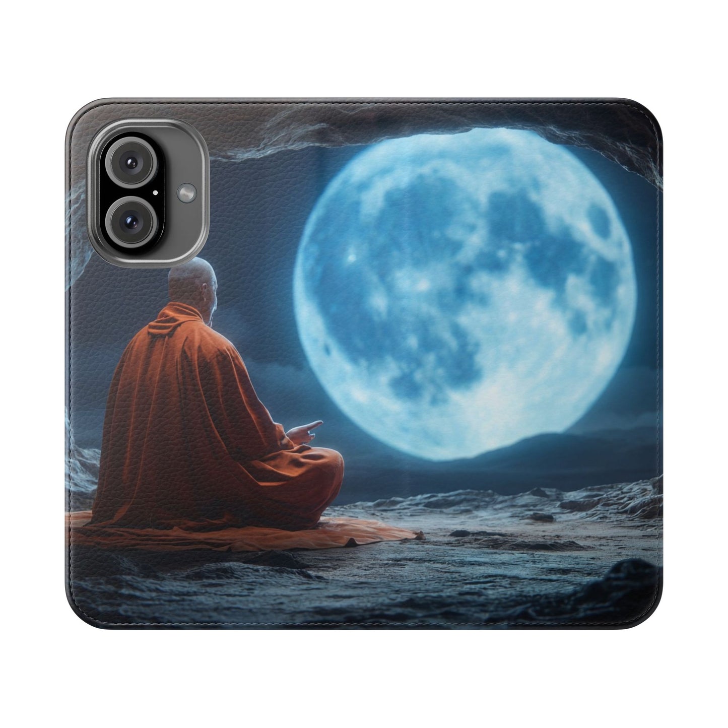 Lunar Meditation Flip Cases – Serene Monk Under Moonlight