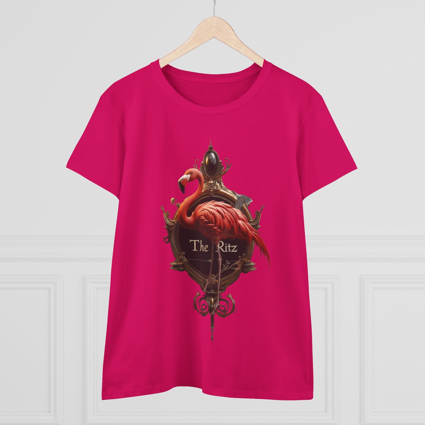 Scarlet Flamingo Ornate Clock Tee – The Ritz Midnight Sentinel Women's Midweight Cotton Tee