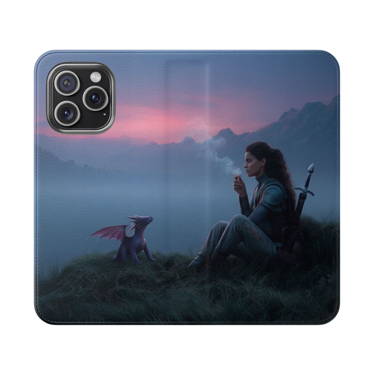 Silent Guardian Flip Cases – Misty Dawn Warrior and Dragon Companion